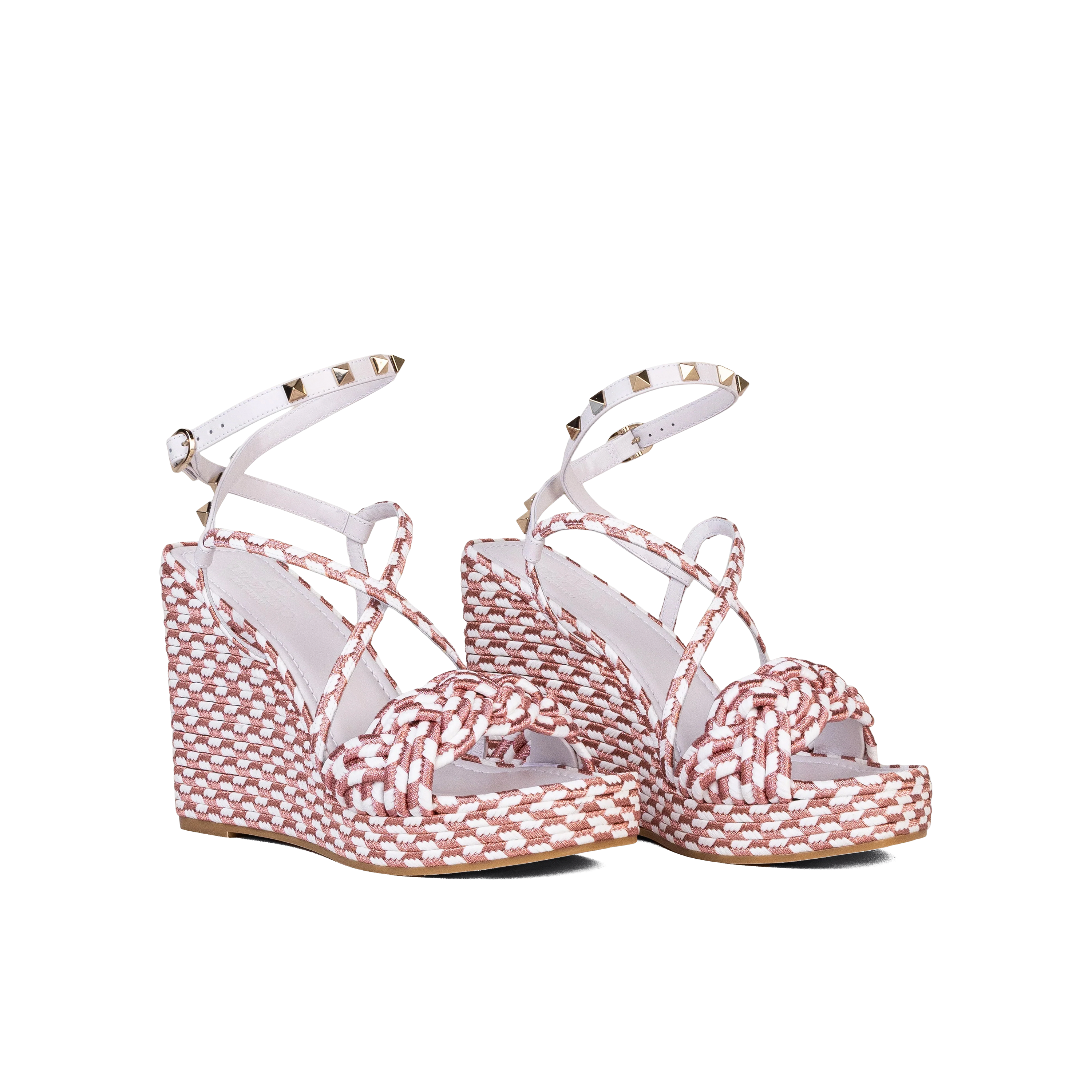 Sandalias de Plataforma Blancas Rosa Valentino Rockstud Torchon 115 mm