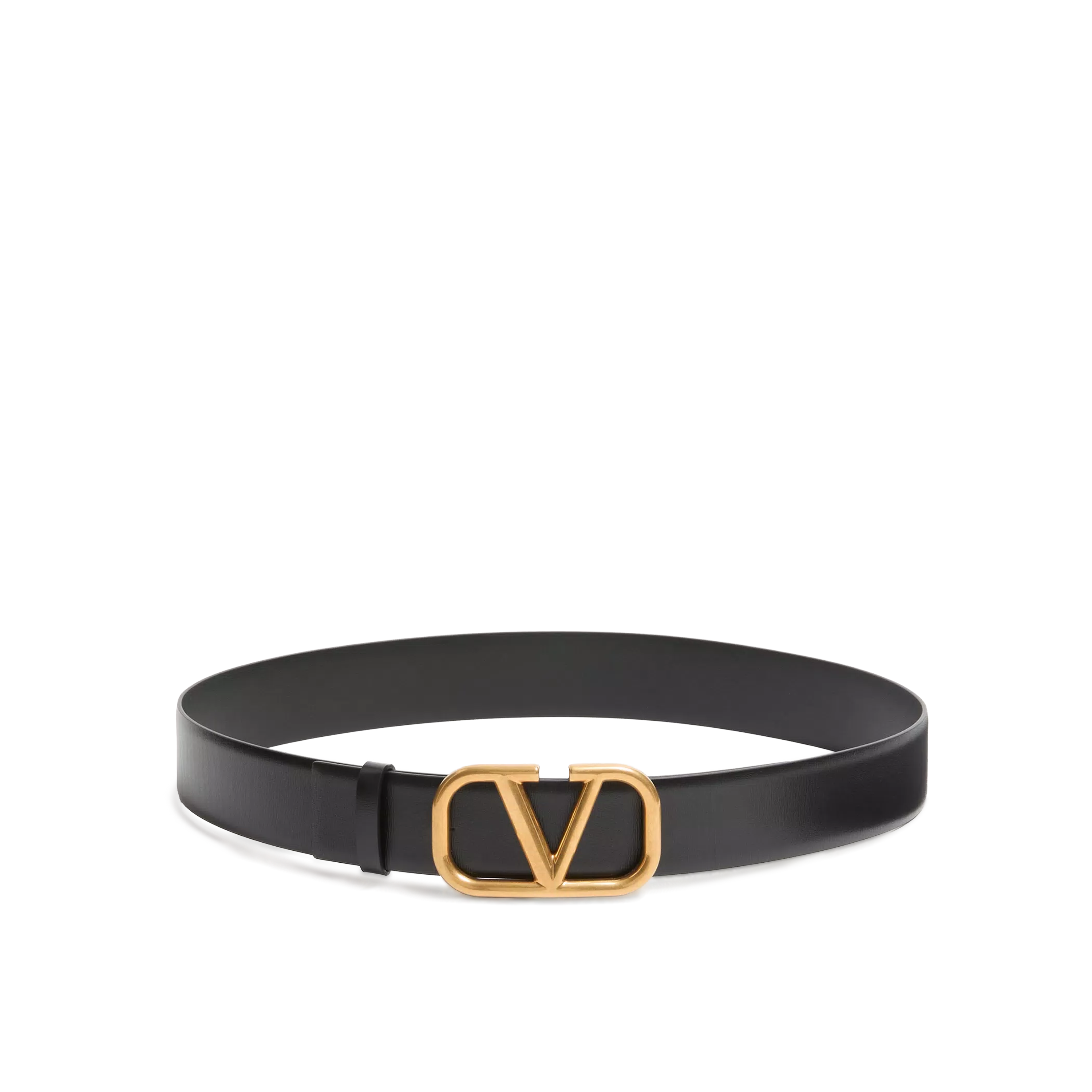 Cinturón Negro Valentino V Logo Gold