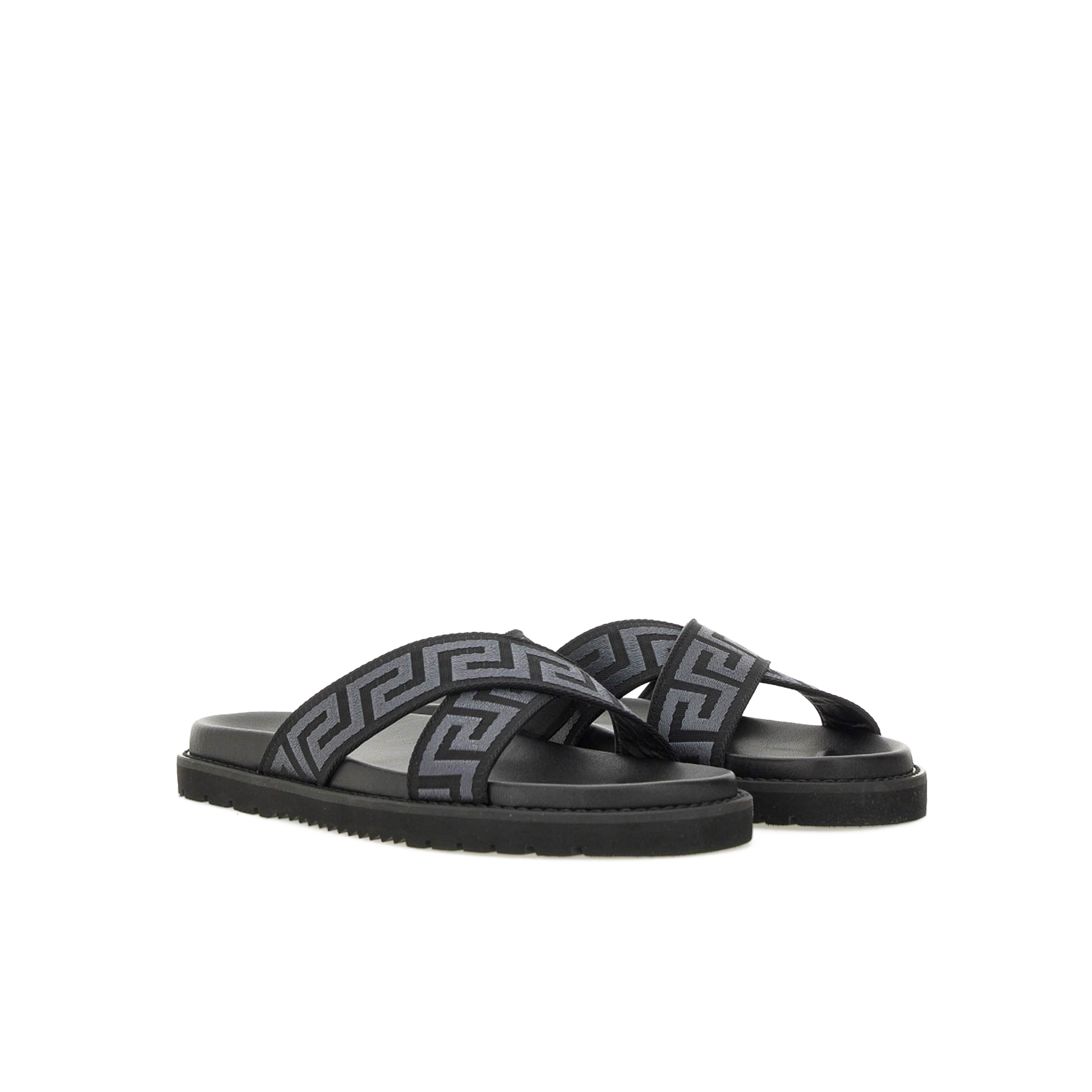 Sandalias Negras Versace Greca