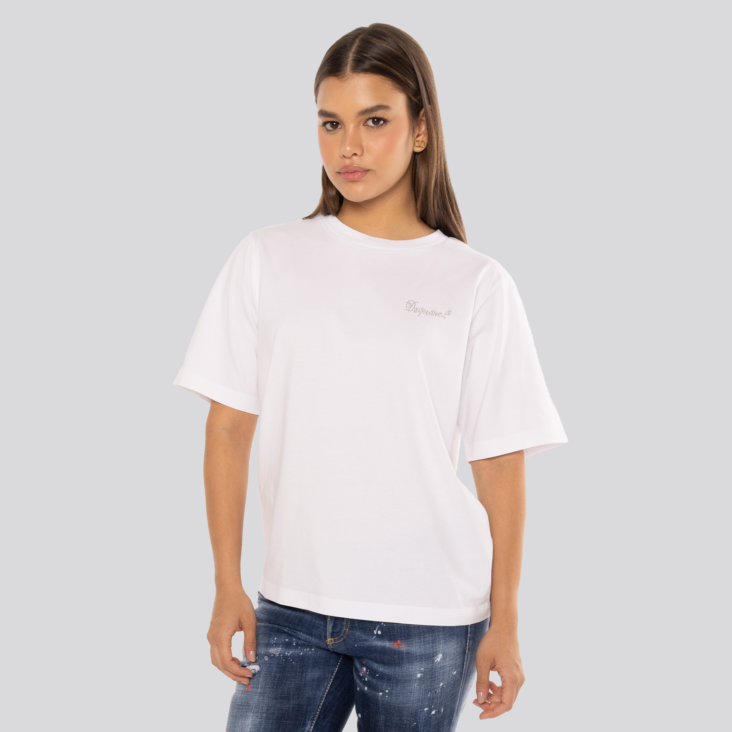 Camiseta Blanca Dsquared2 Rhinestone