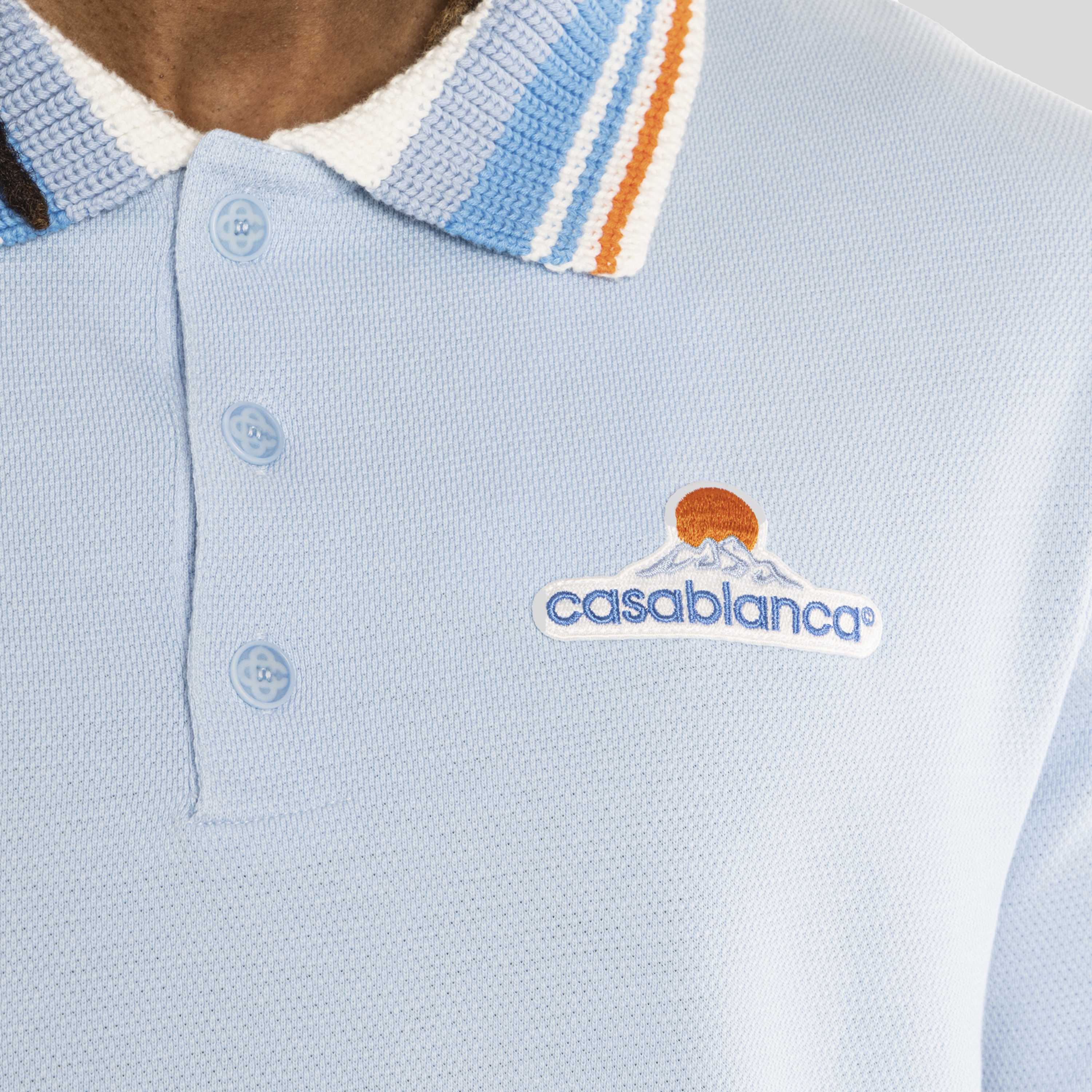 Camiseta Tipo Polo Celeste Casablanca Knit Collar