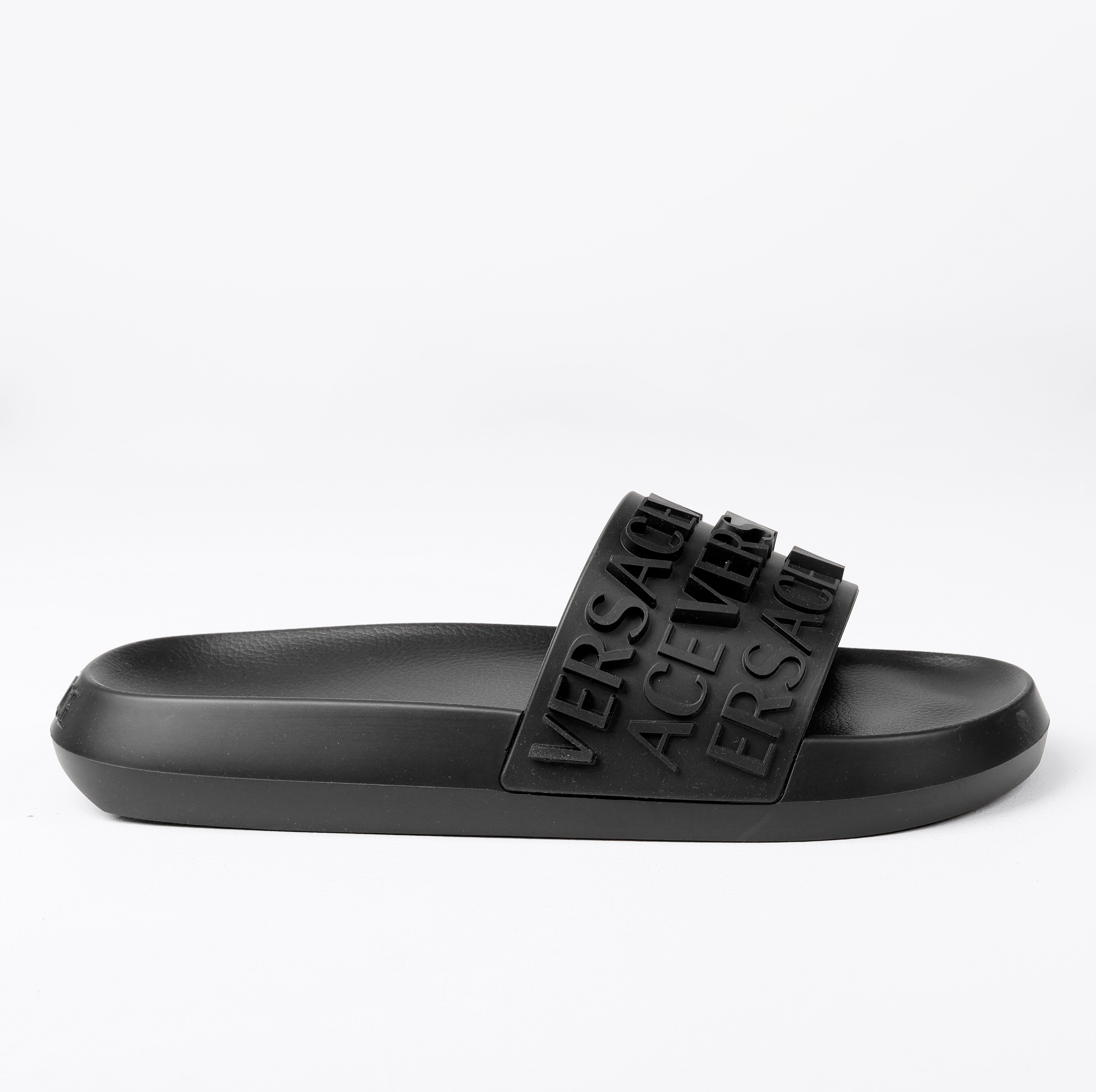 Sandalias Negras Versace Multilogo