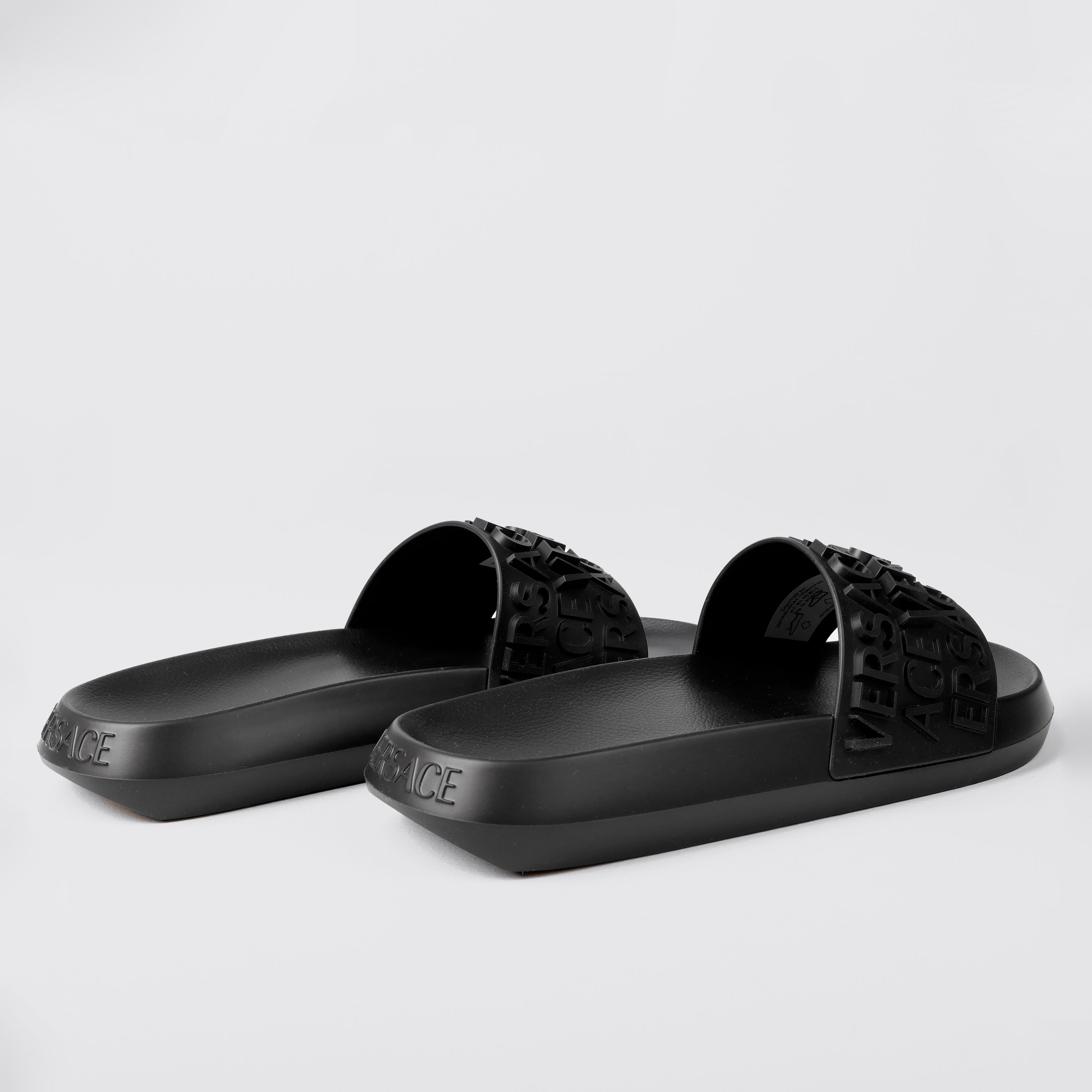 Sandalias Negras Versace Multilogo