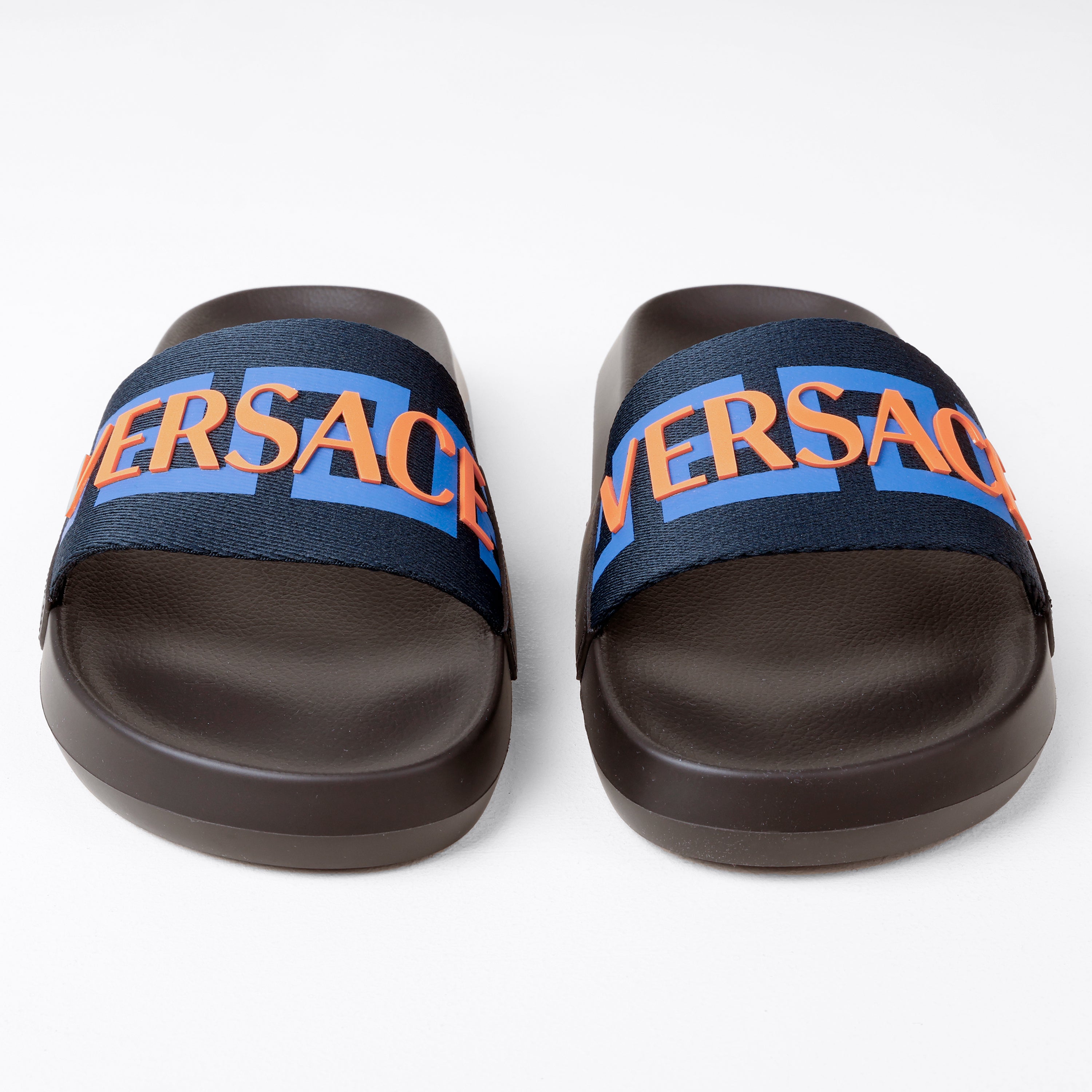 Sandalias Negras Versace Blue Greca