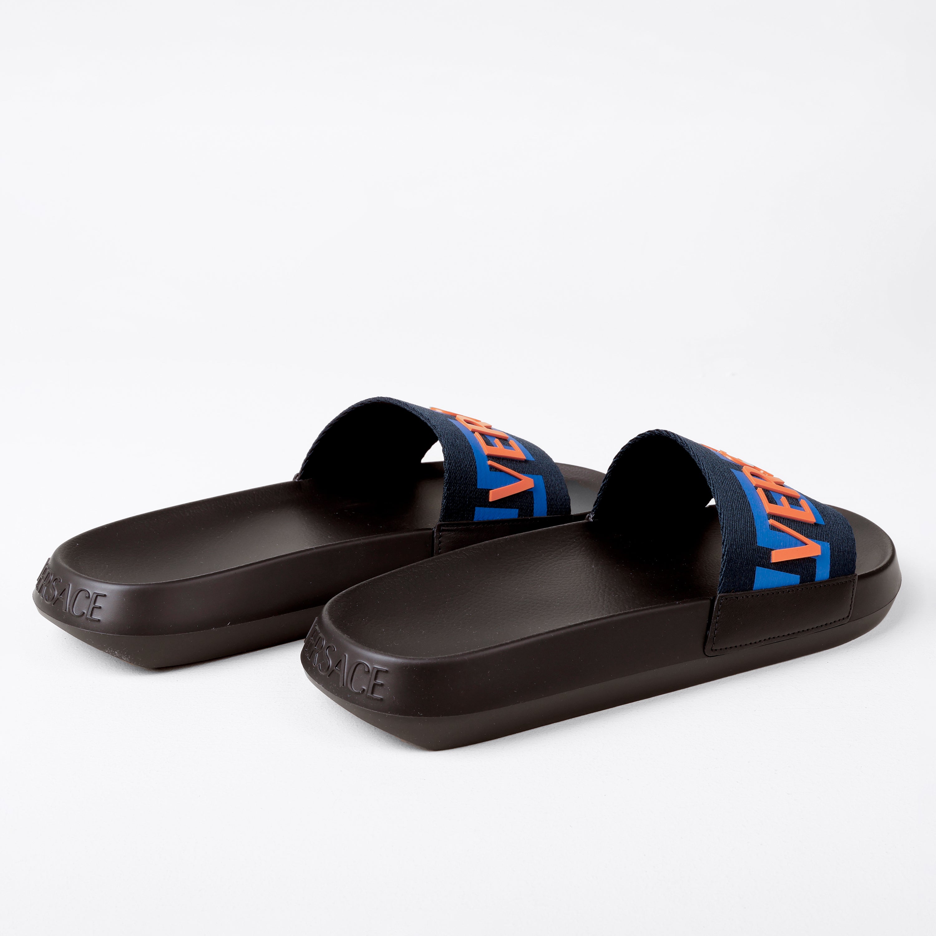 Sandalias Negras Versace Blue Greca