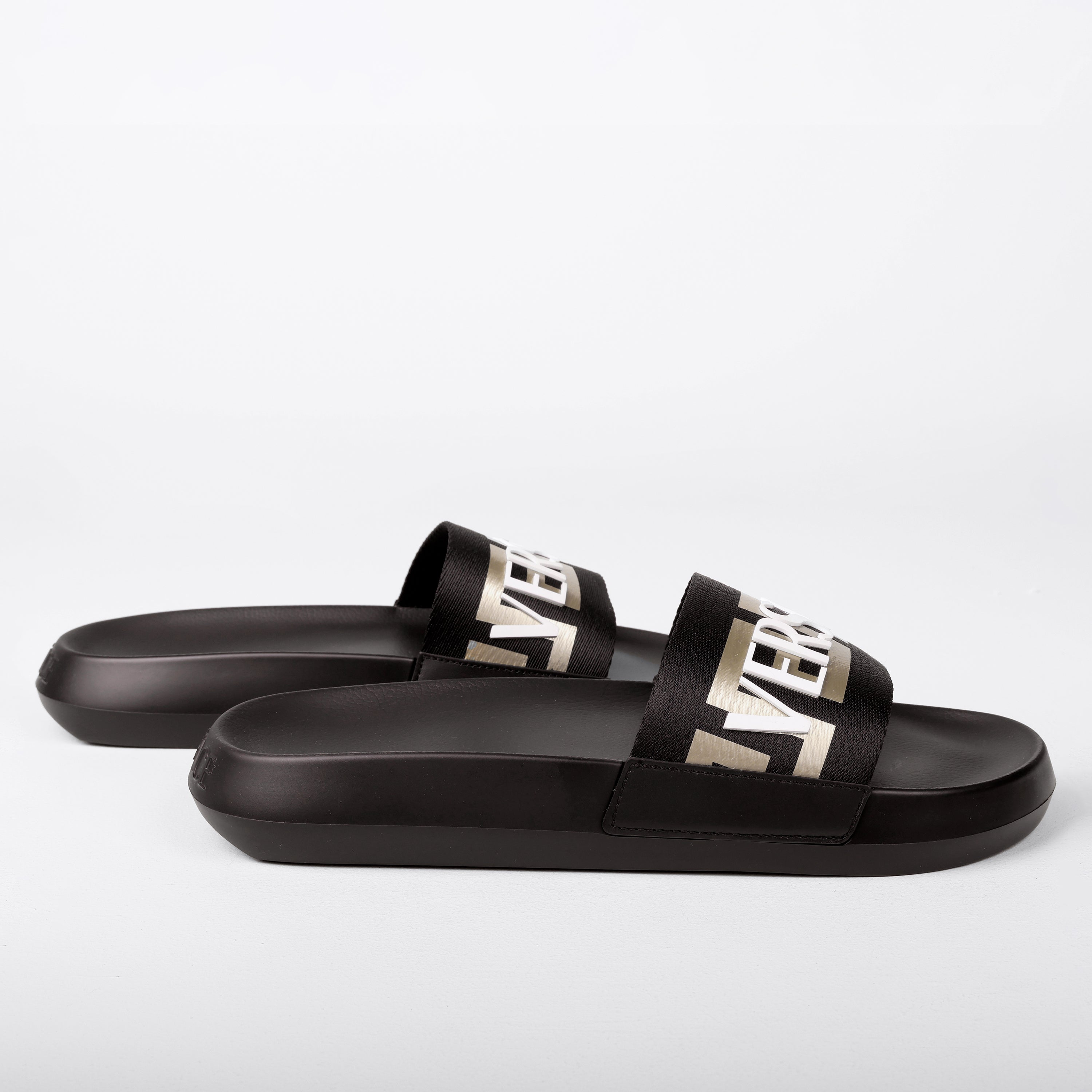 Sandalias Negras Versace Gold Greca