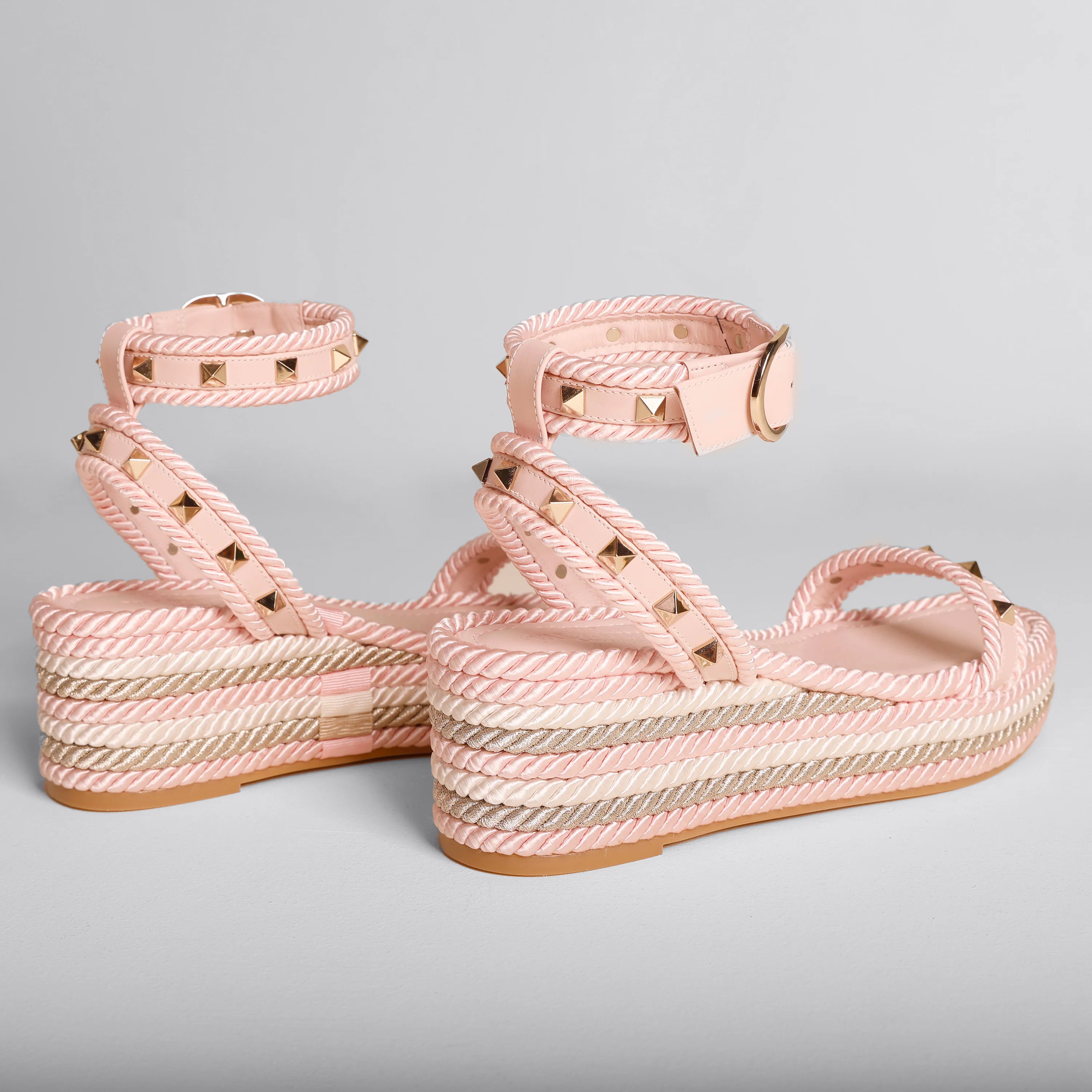 Sandalias Plataforma Rosada Valentino Rockstud
