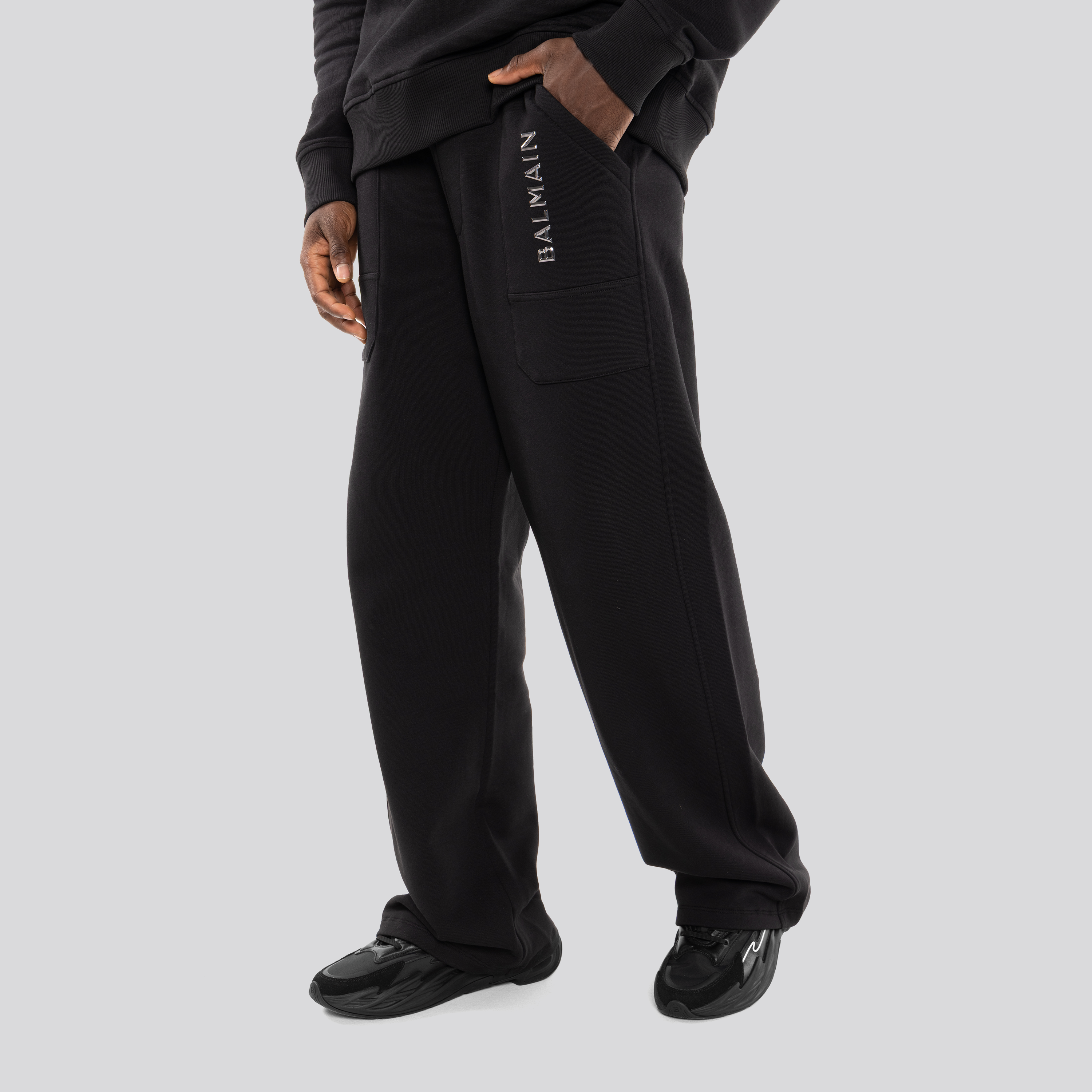 Sudadera Negra Balmain Laminato