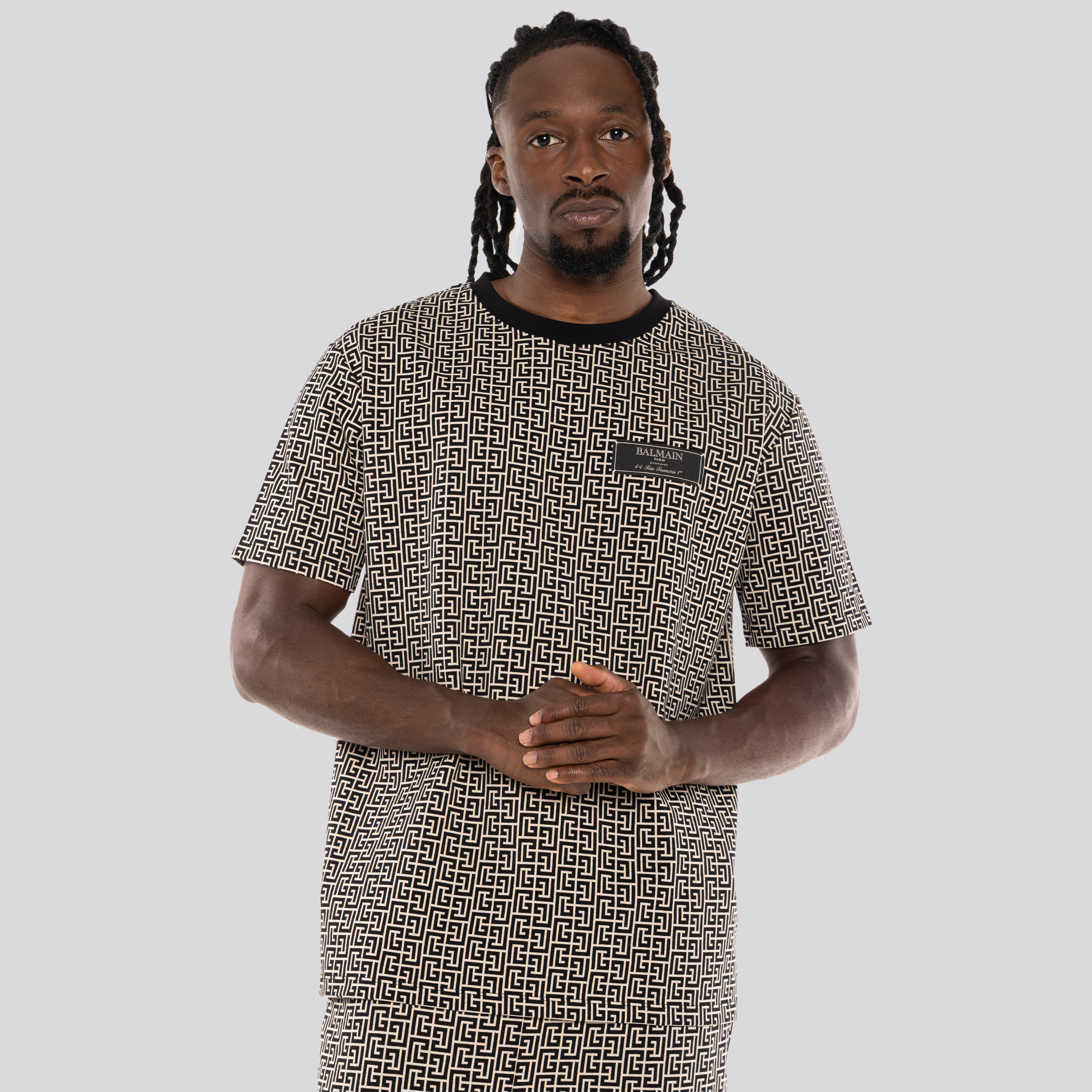 Camiseta Negra Balmain Monogram