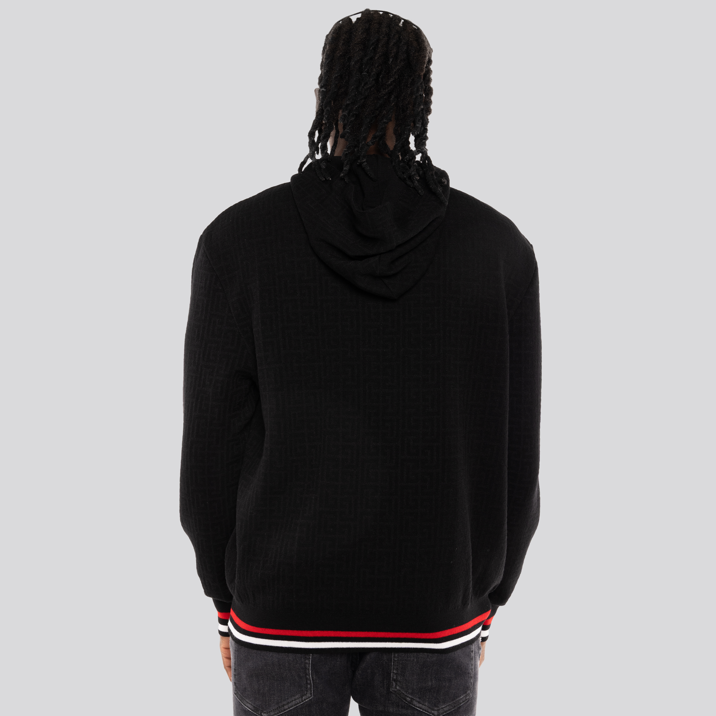 Buzo Negro Balmain Monogram Wool Linen