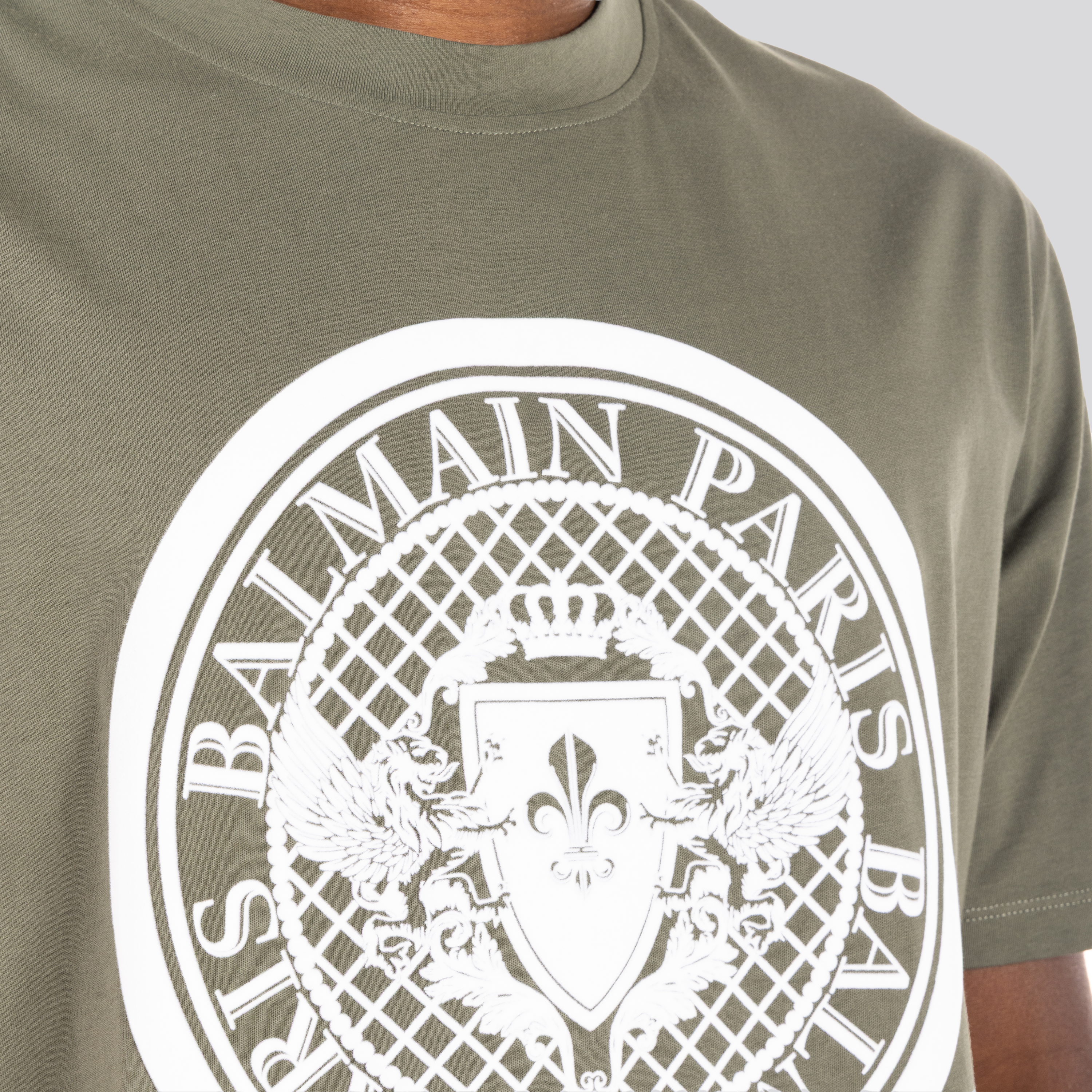 Camiseta Verde Balmain Coin Flock
