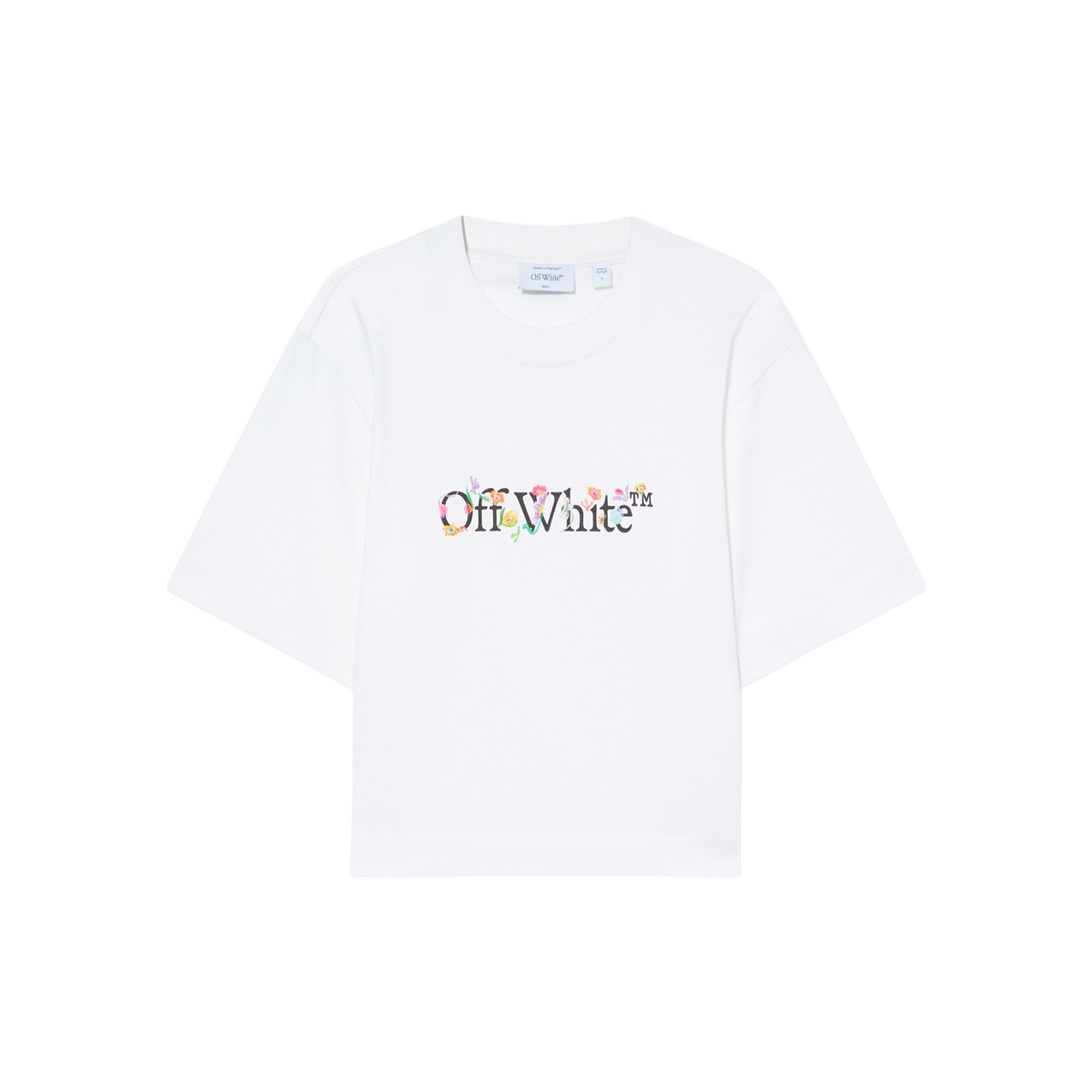 Camiseta Blanca Off-White Bookish Glowing Flower Crop
