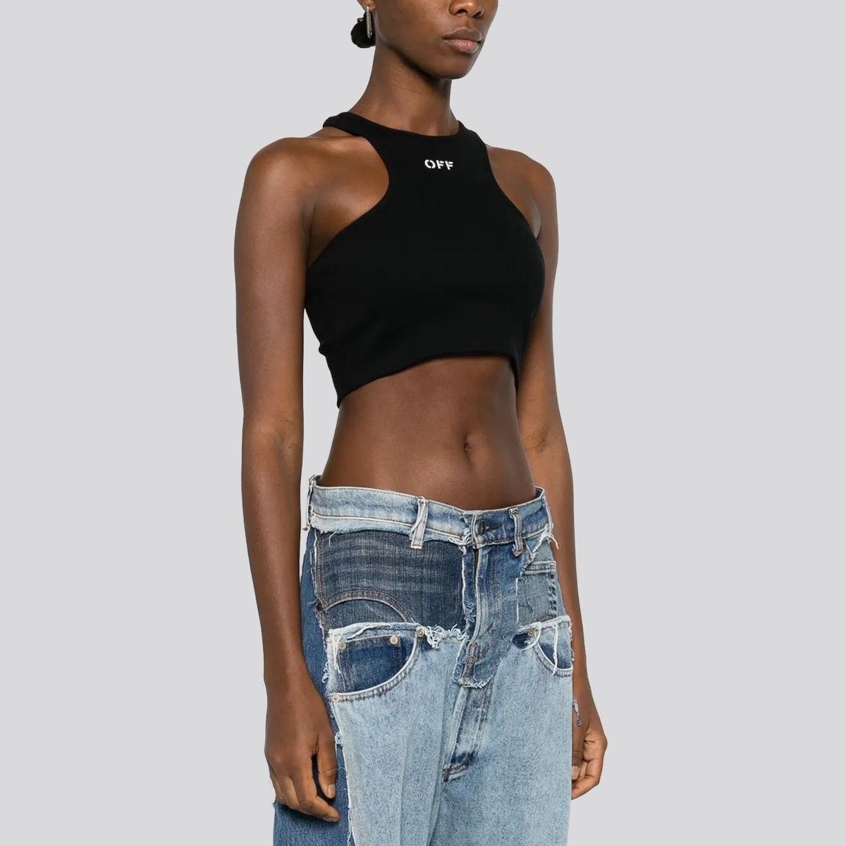 Top Negro Off-White Off Stamp Rib Rowing