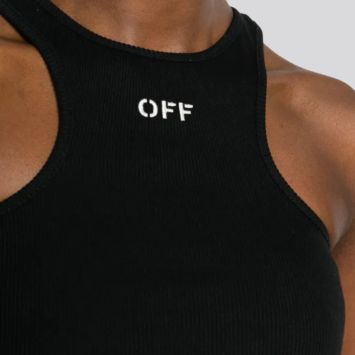 Top Negro Off-White Off Stamp Rib Rowing