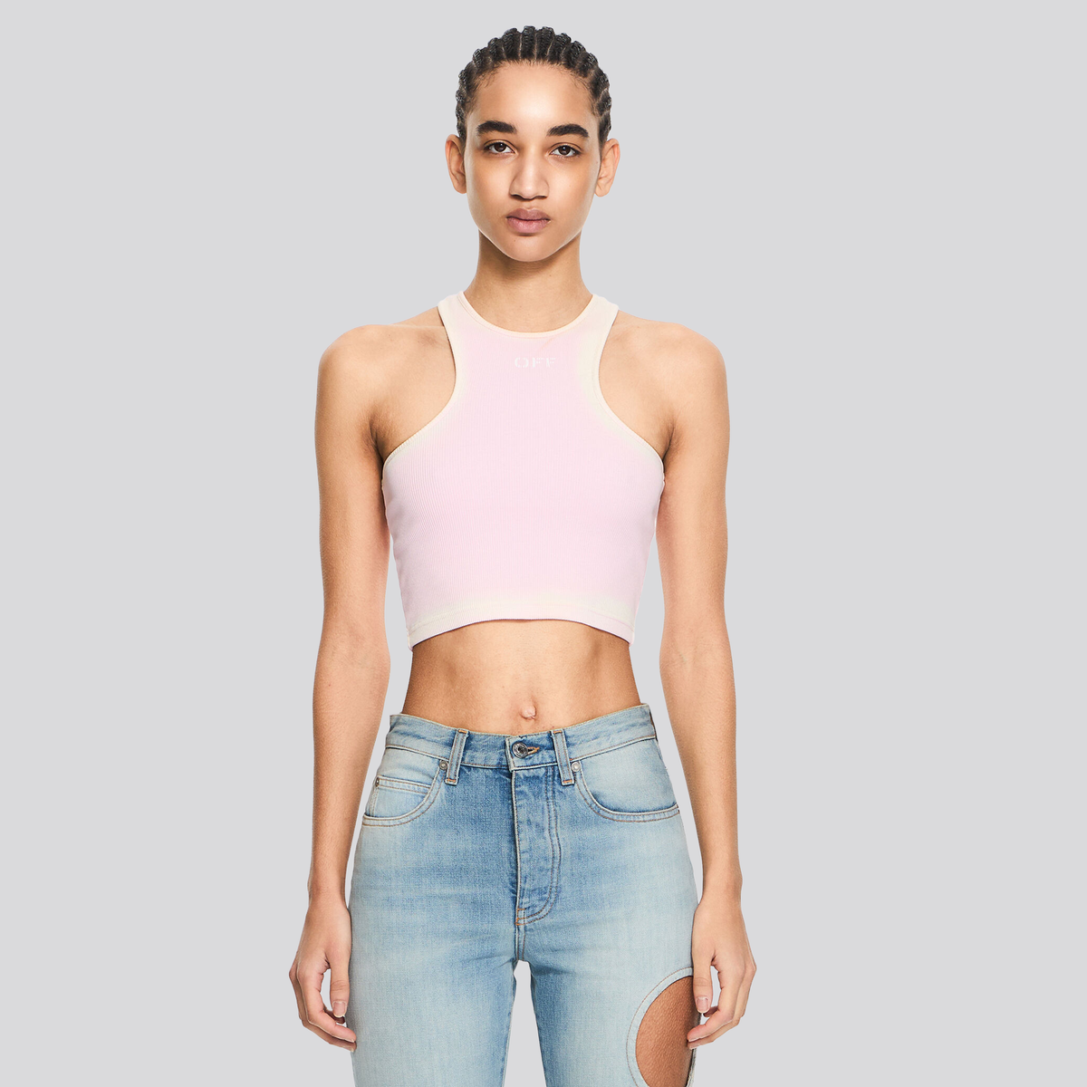 Top Rosado Off-White Pink Off Stamp Rib Rowing