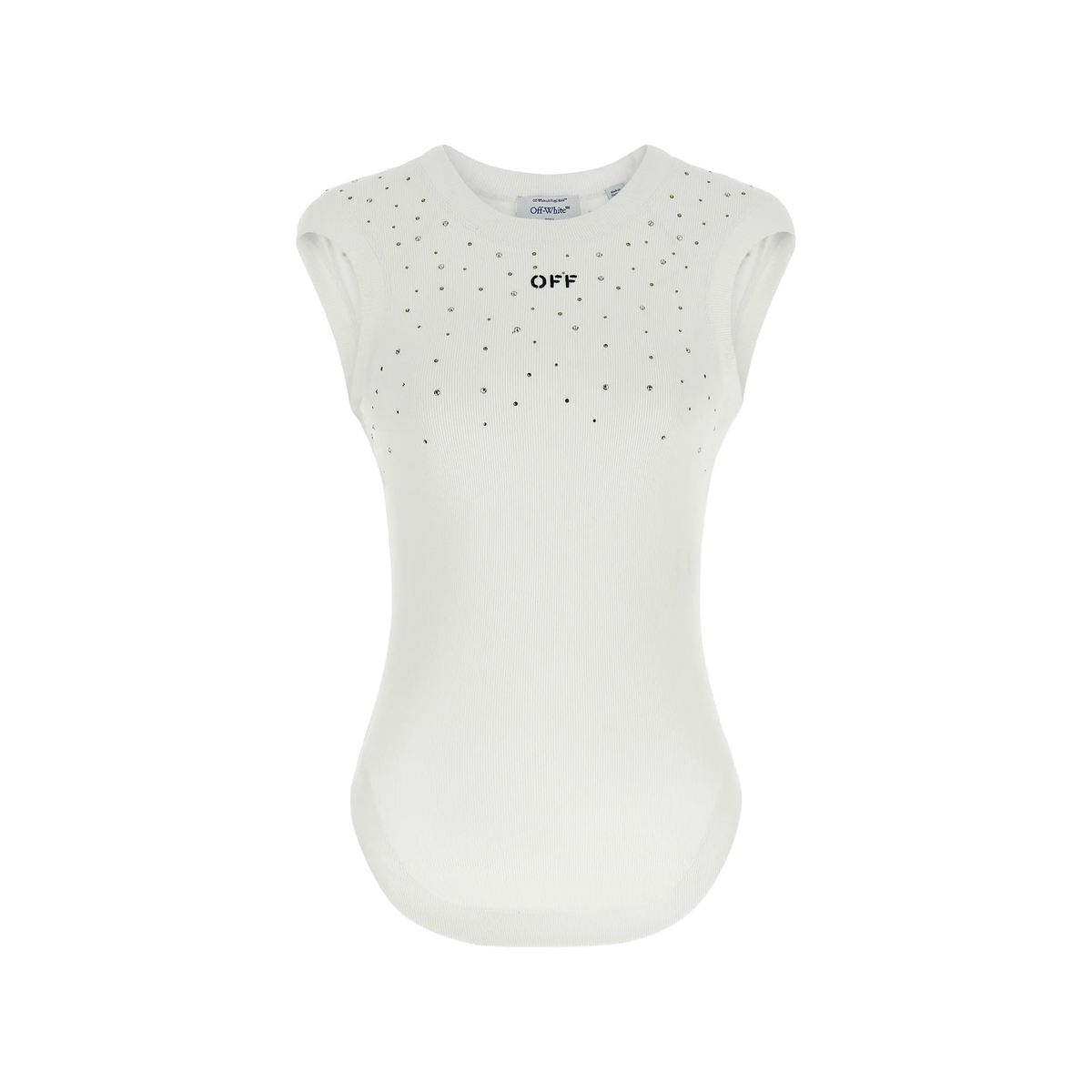 Top Blanco Off-White Swarovski Rib