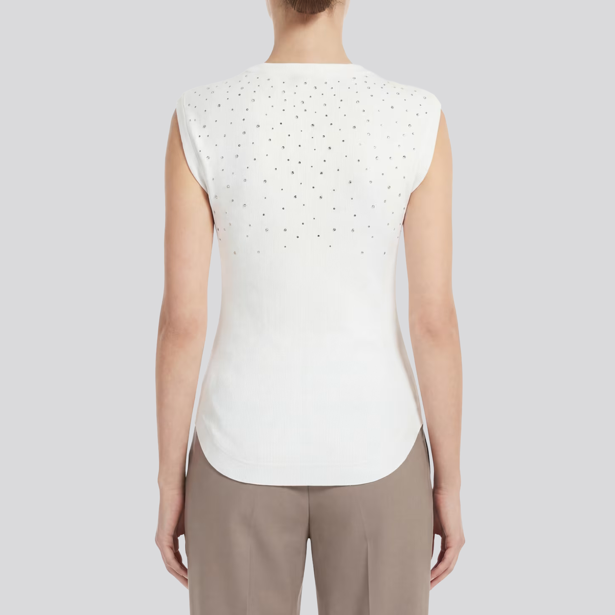 Top Blanco Off-White Swarovski Rib