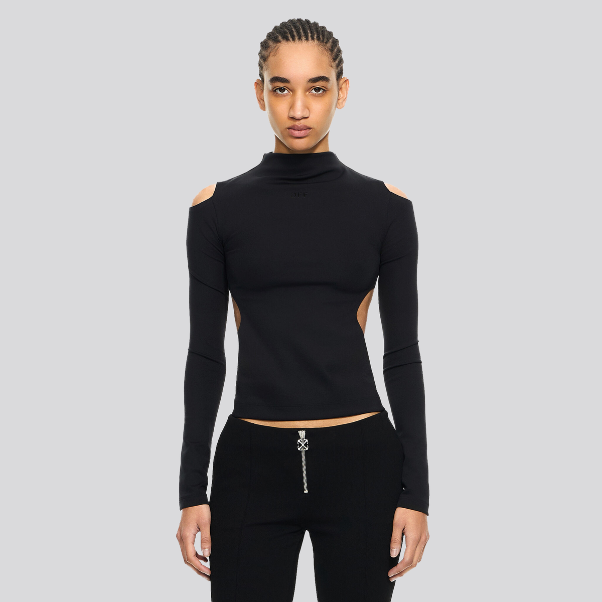 Top Negro Off-White Sleek Meteor Long Sleeve