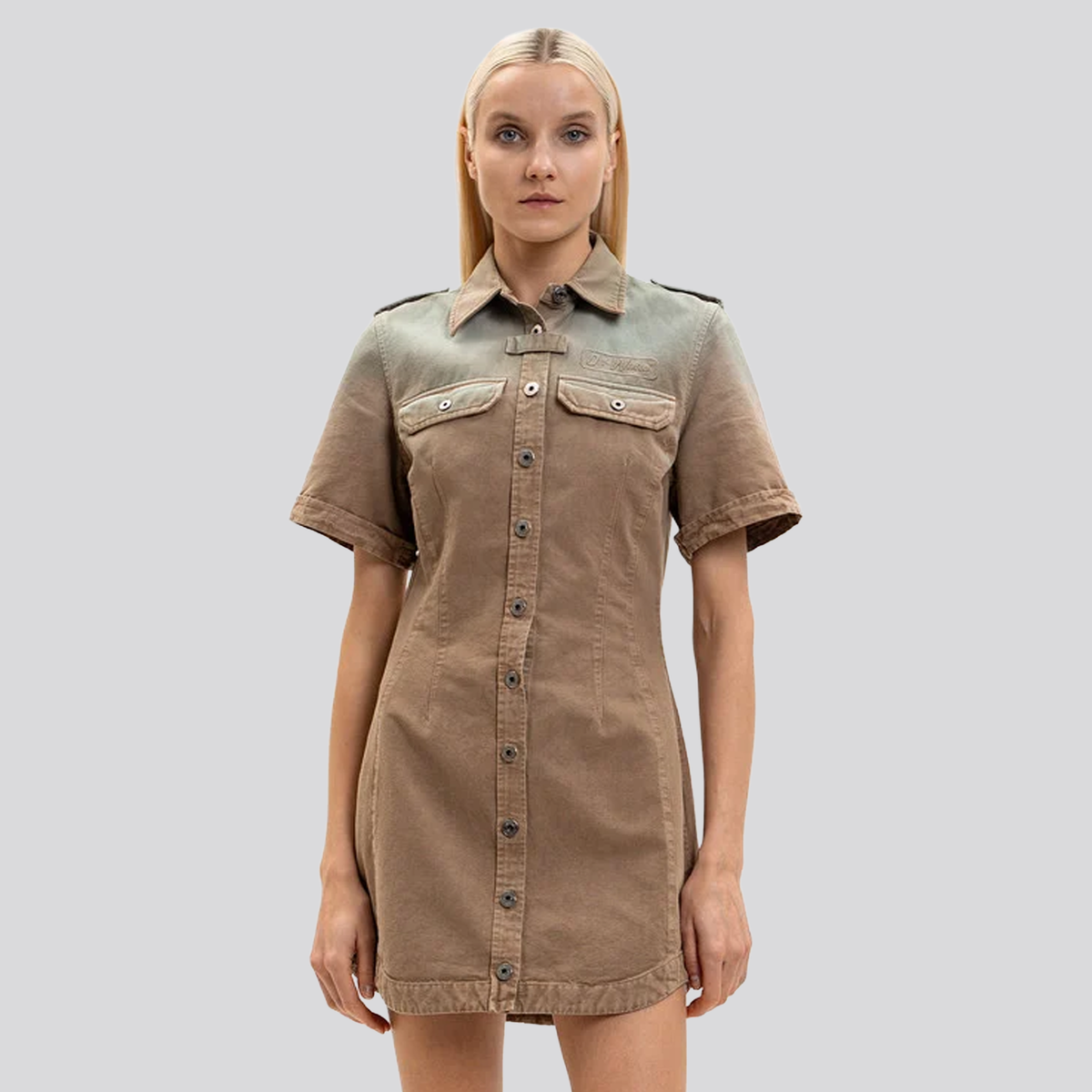 Vestido Beige Off-White Spray