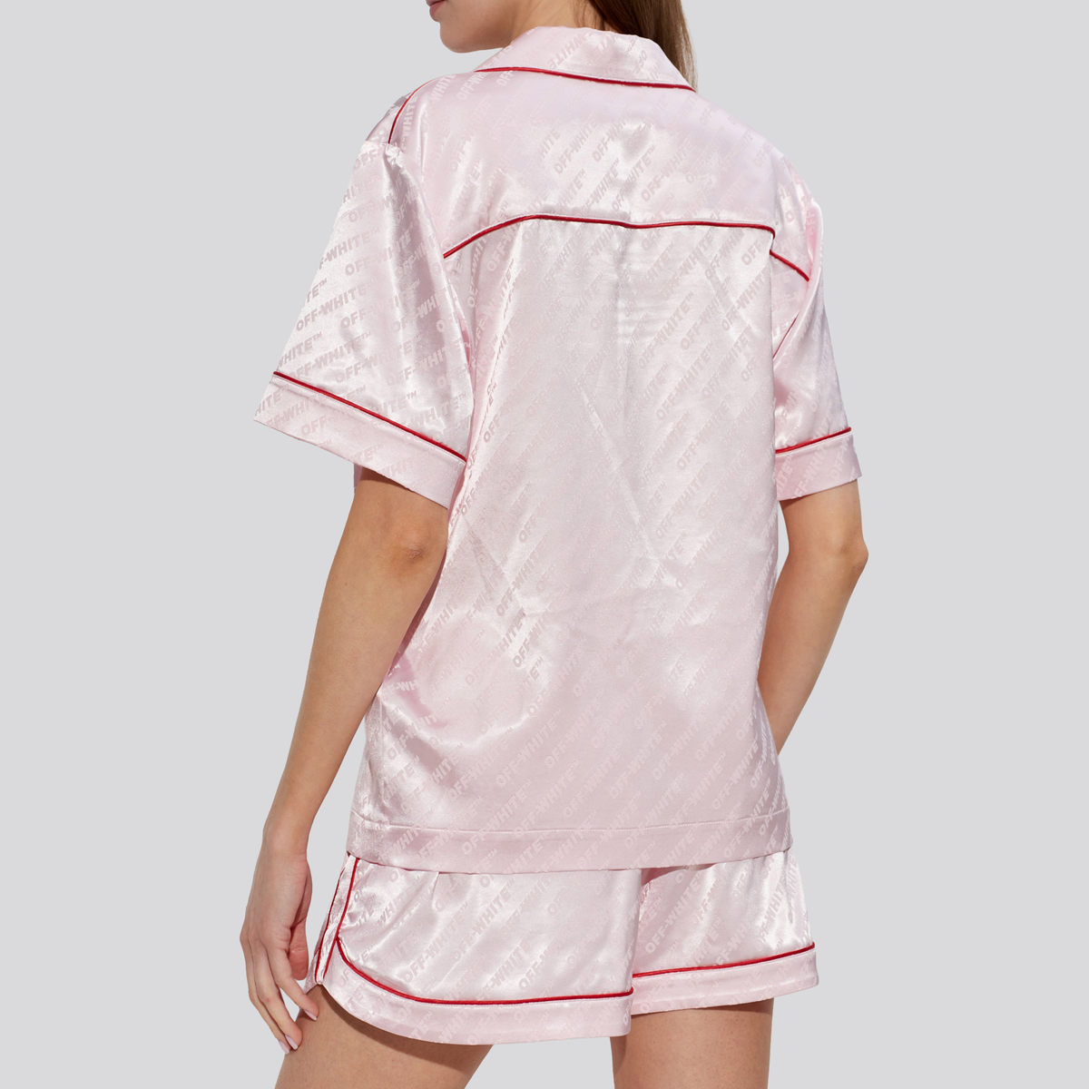Camisa Rosada Off-White Pink Sat Jacquard