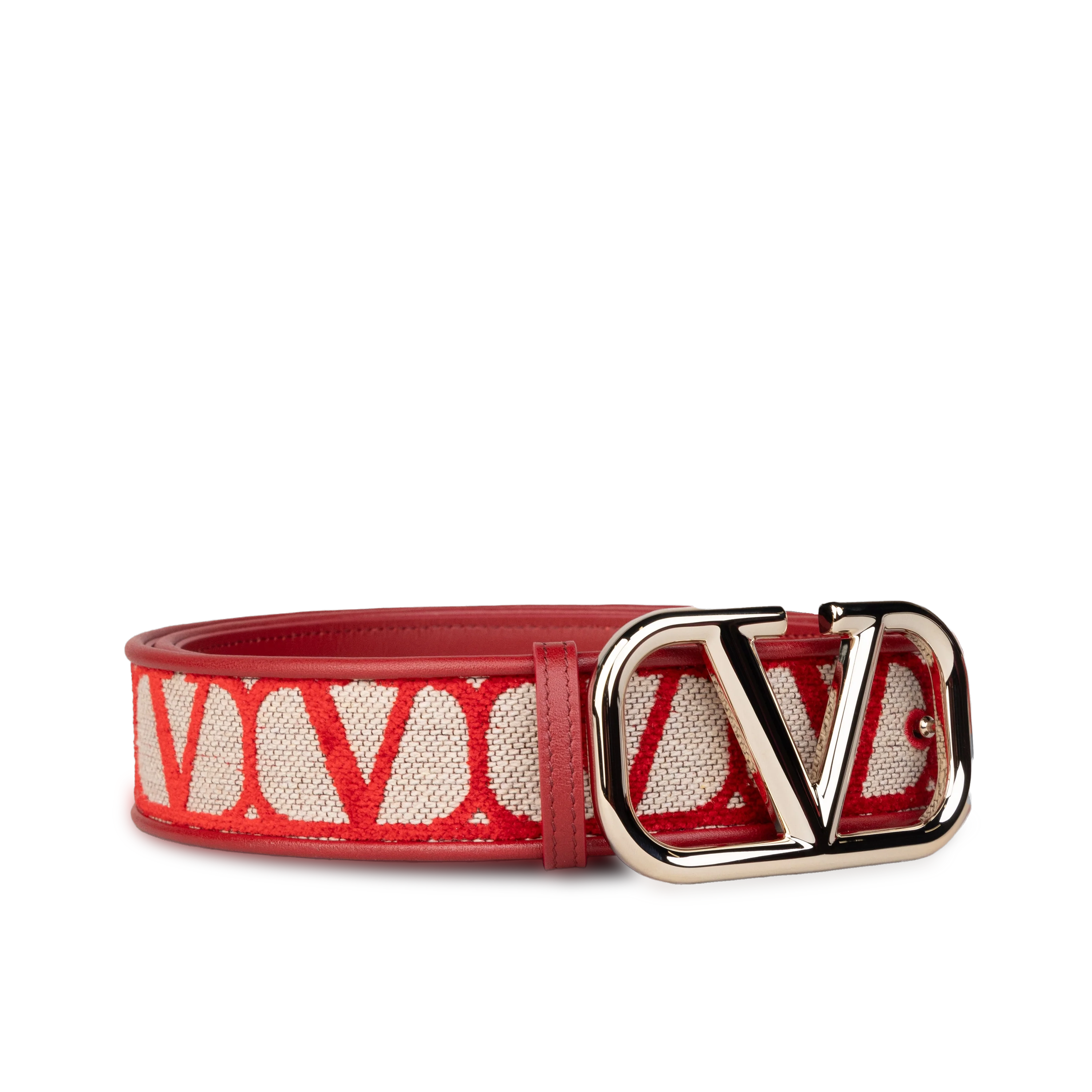 Cinturón Beige-Rojo Valentino Vlogo Iconographe 40 mm
