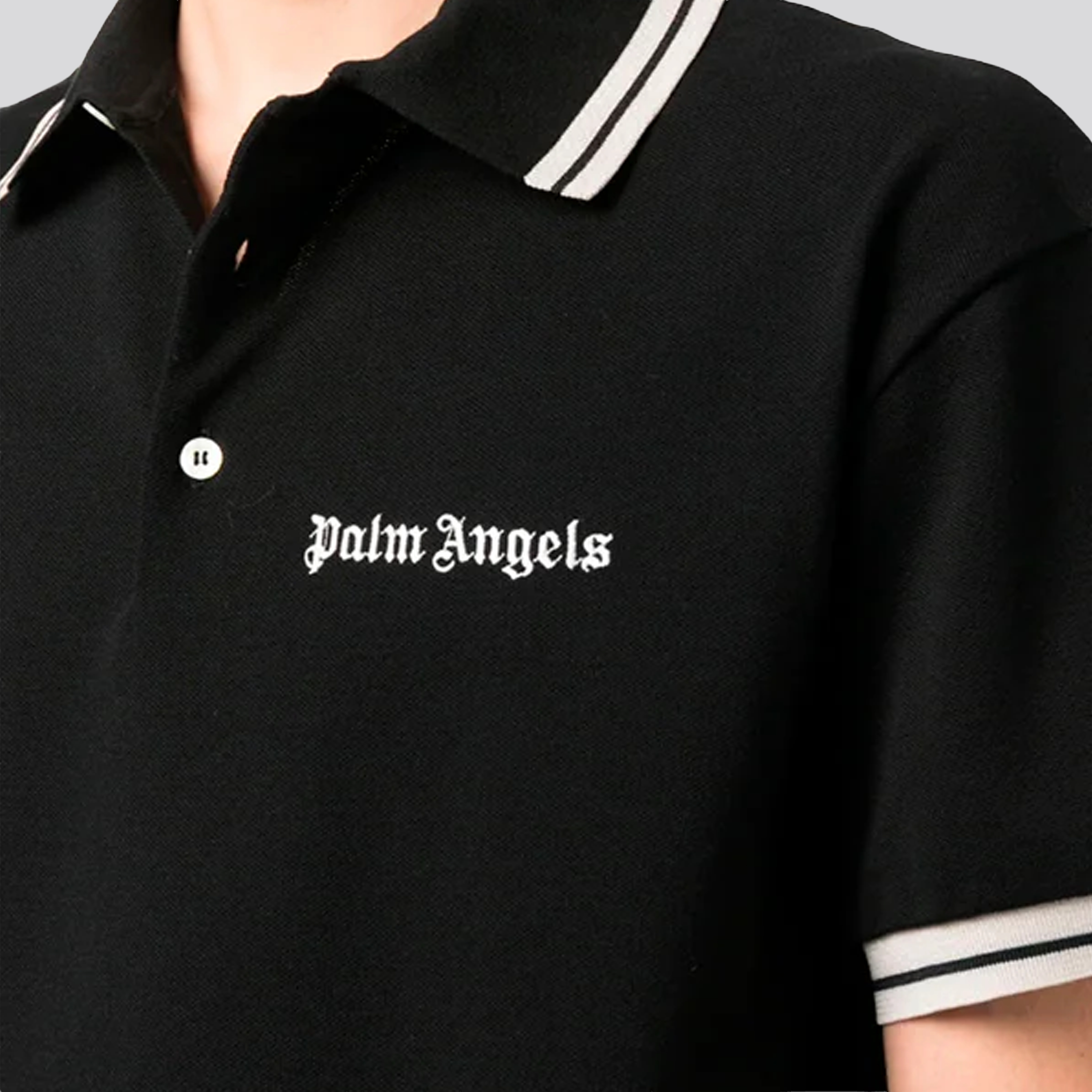 Camiseta Tipo Polo Negro Palm Angels Classic Logo