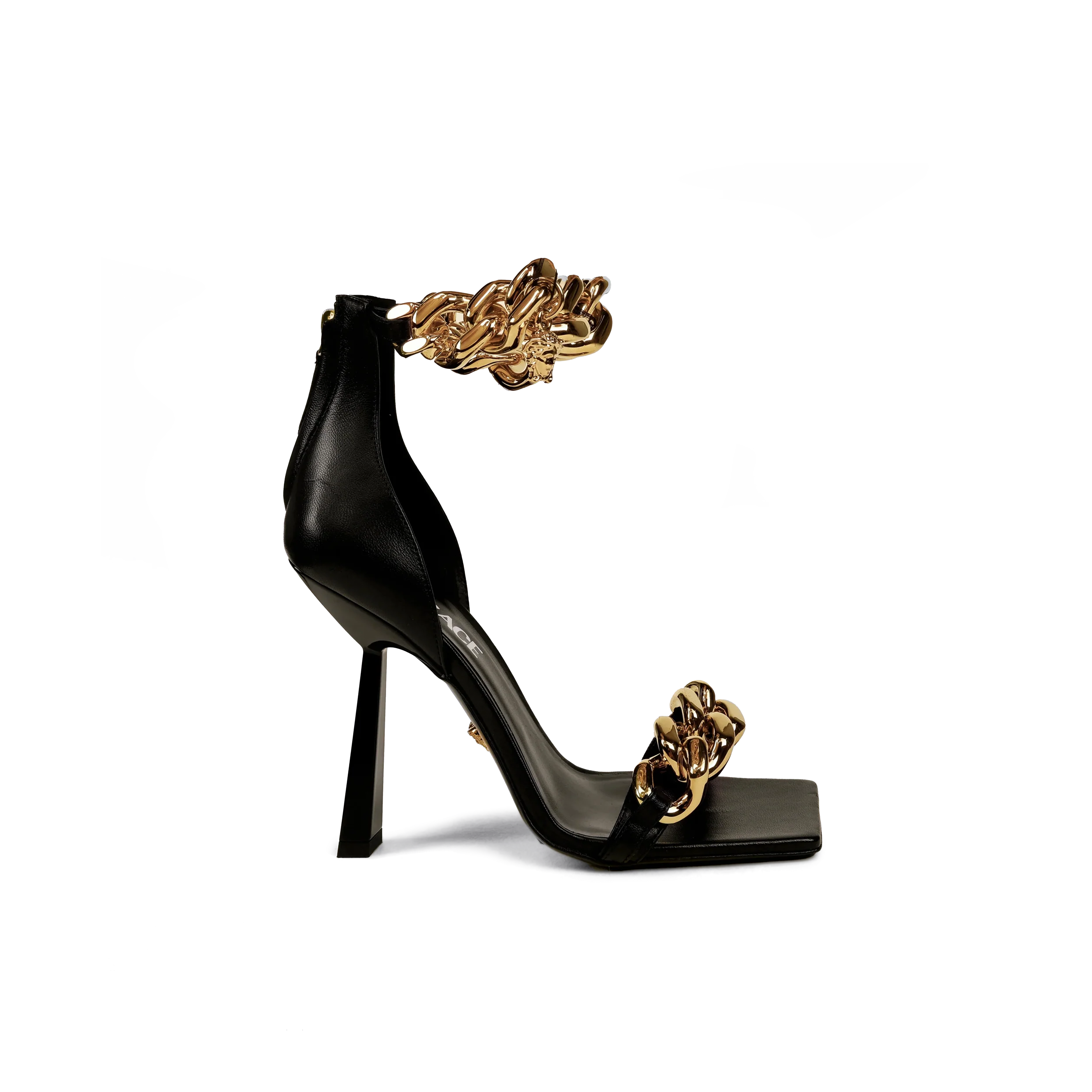 Tacones Negros Versace Chain Medusa
