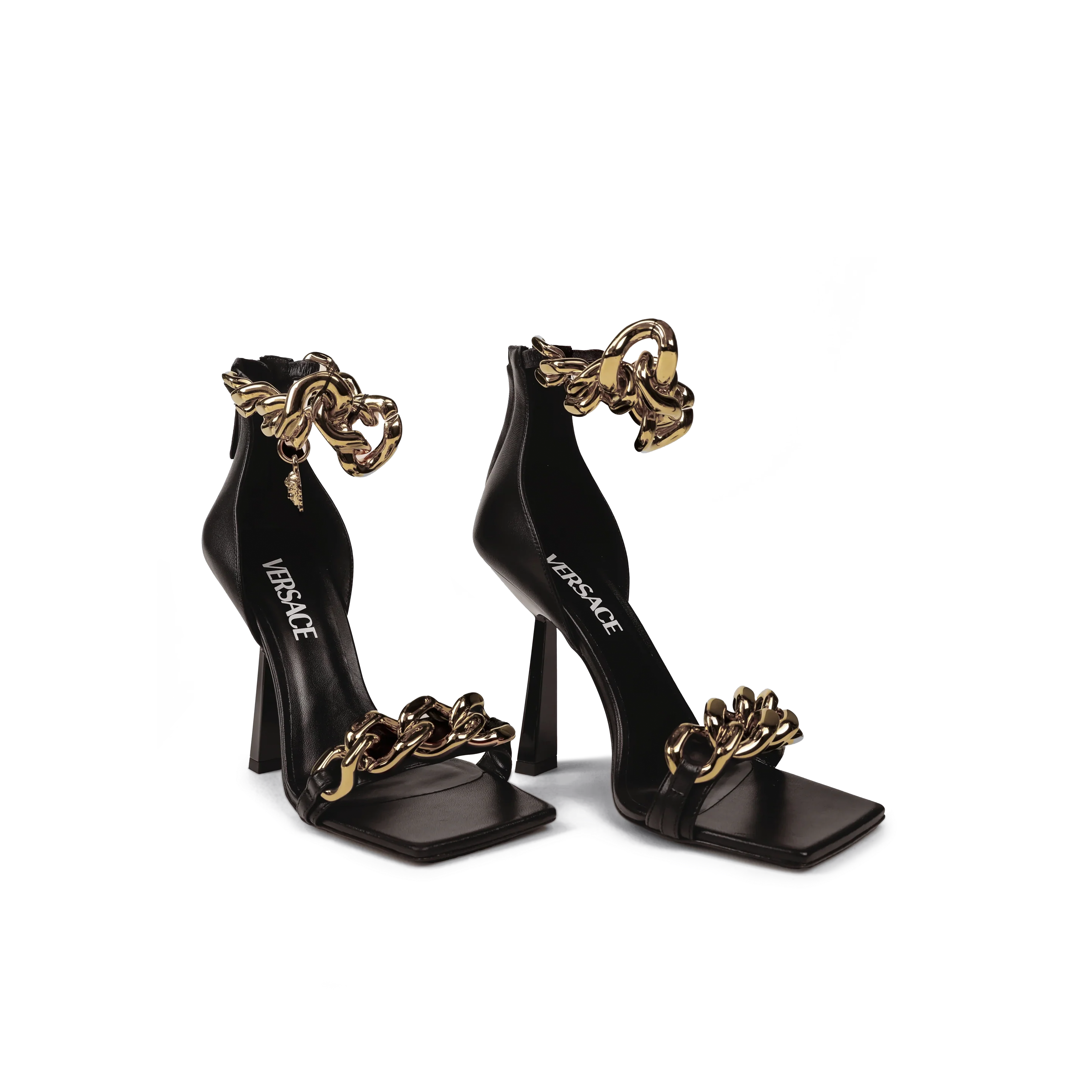 Tacones Negros Versace Chain Medusa