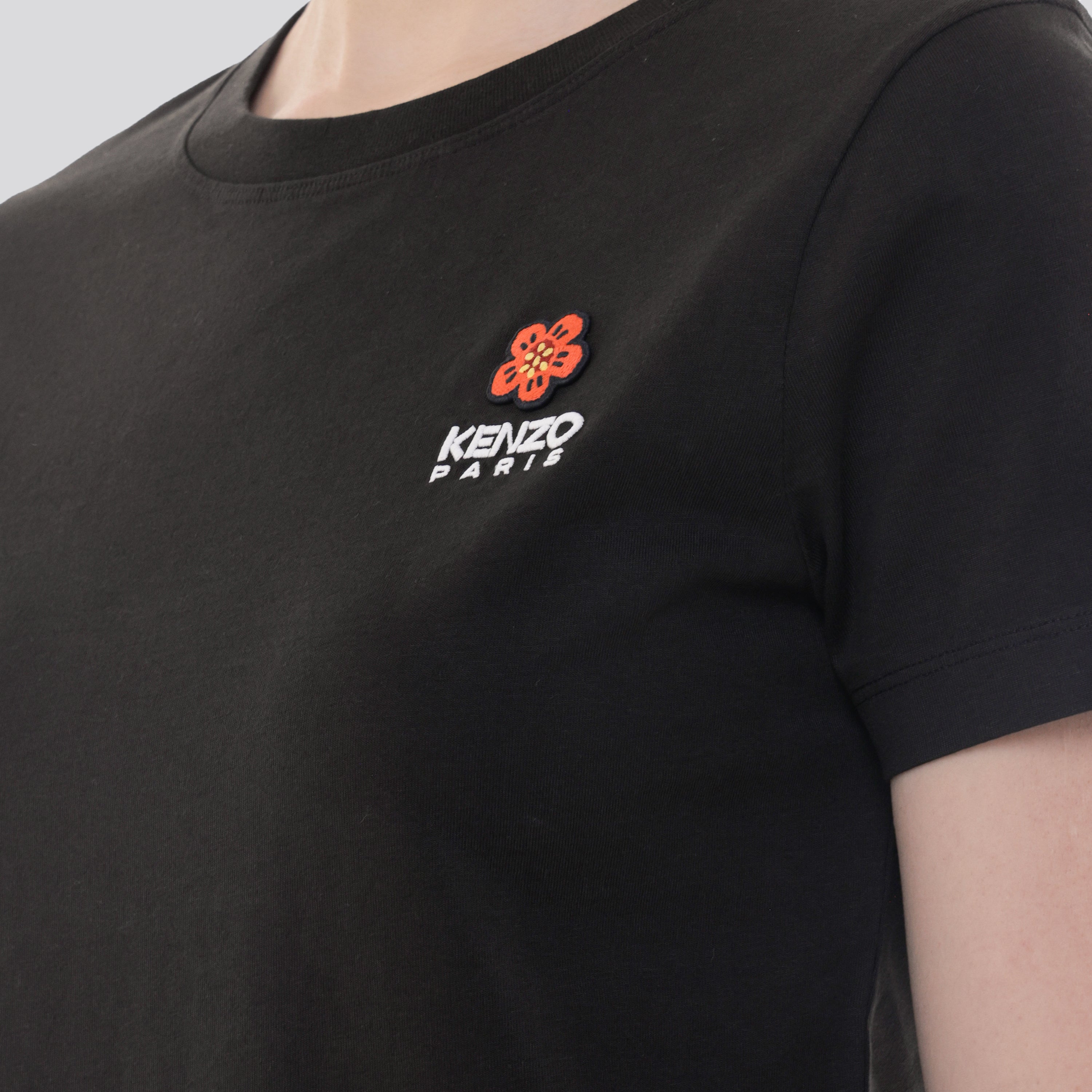 Camiseta Negra Kenzo Flower Logo