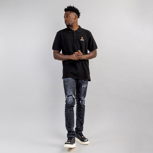Camiseta Tipo Polo Negra KENZO Flower Logo