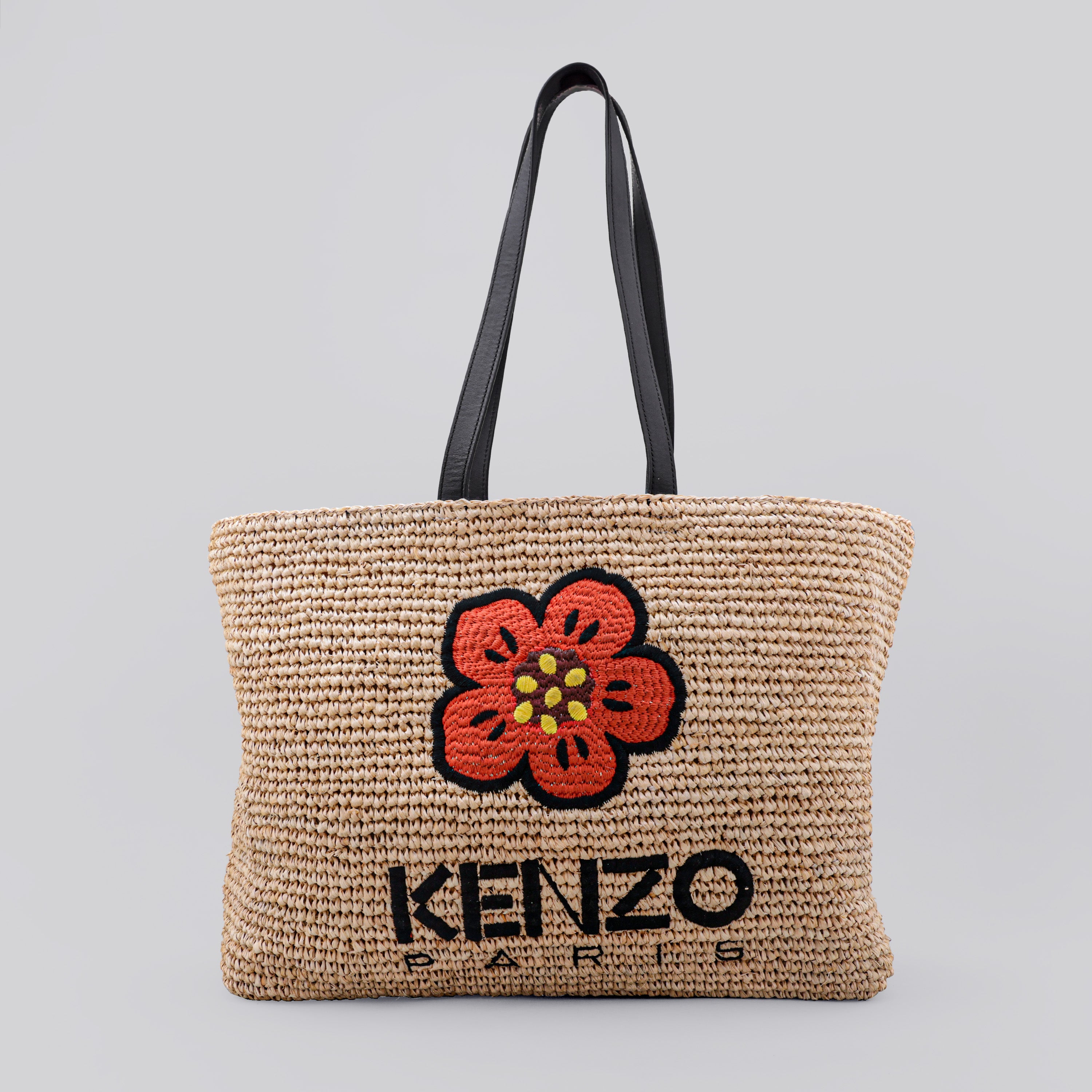 Cartera Beige KENZO Woven Raffia Medium