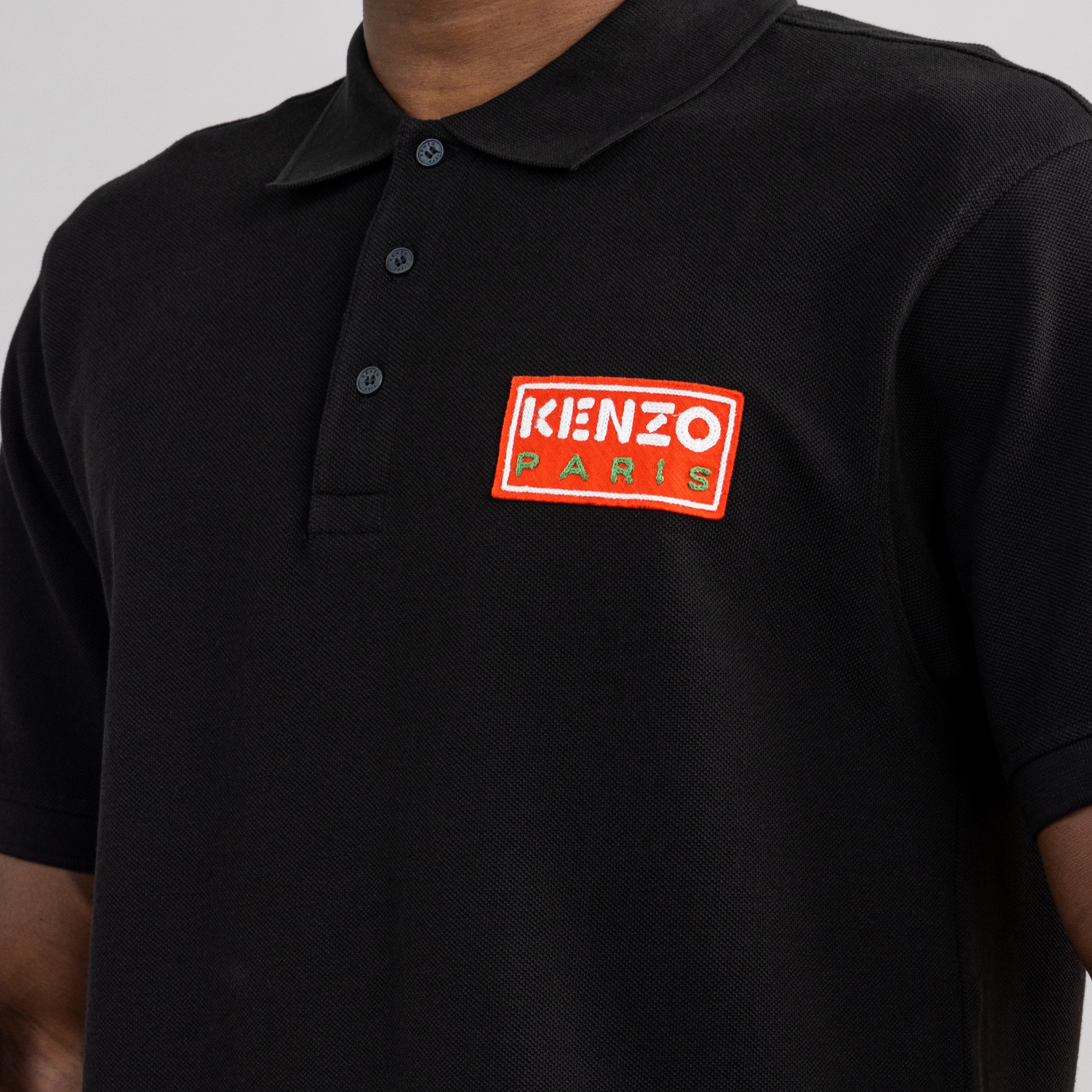 Camiseta Tipo Polo Negra Kenzo Paris Logo