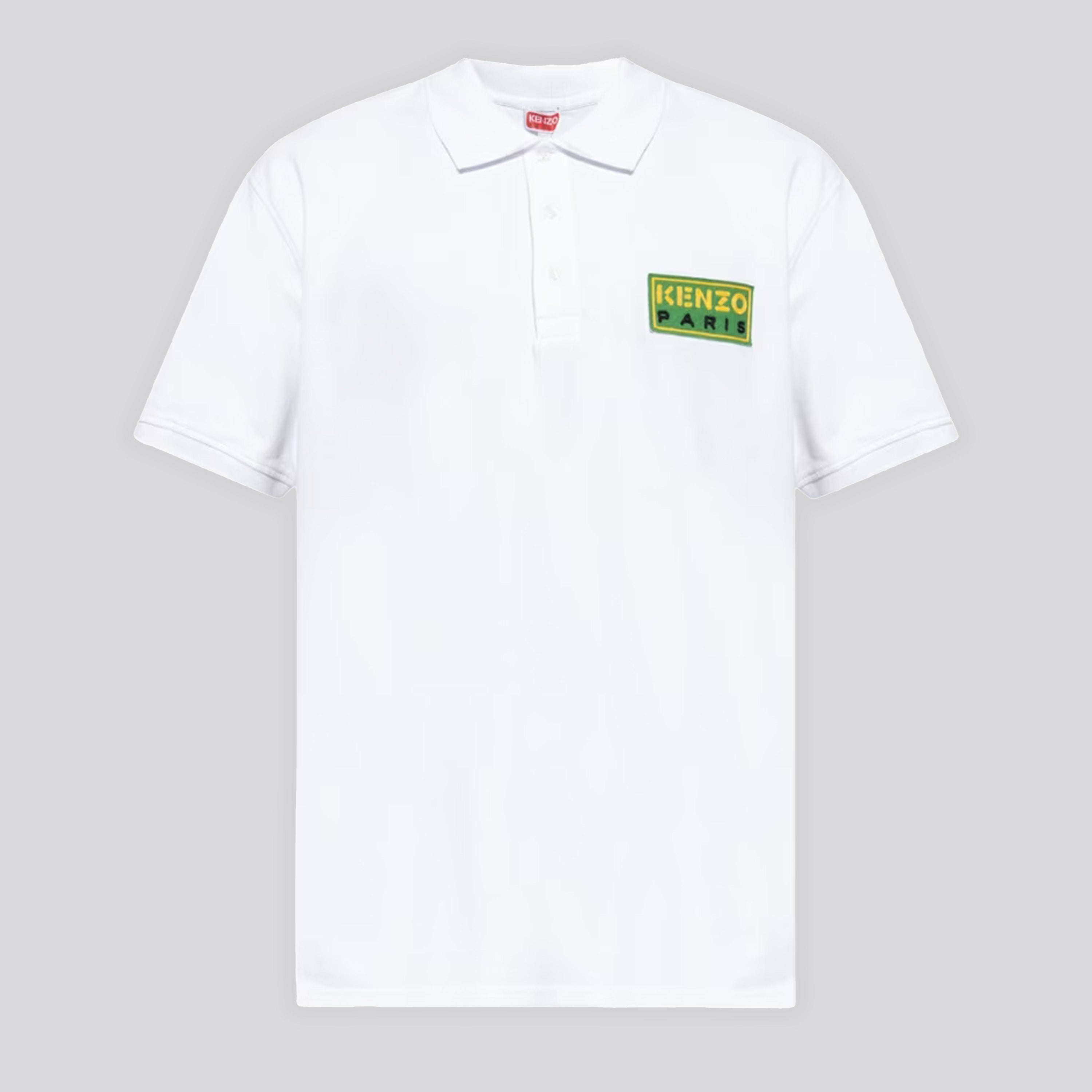 Camiseta Tipo Polo Blanca KENZO Paris Verde Logo