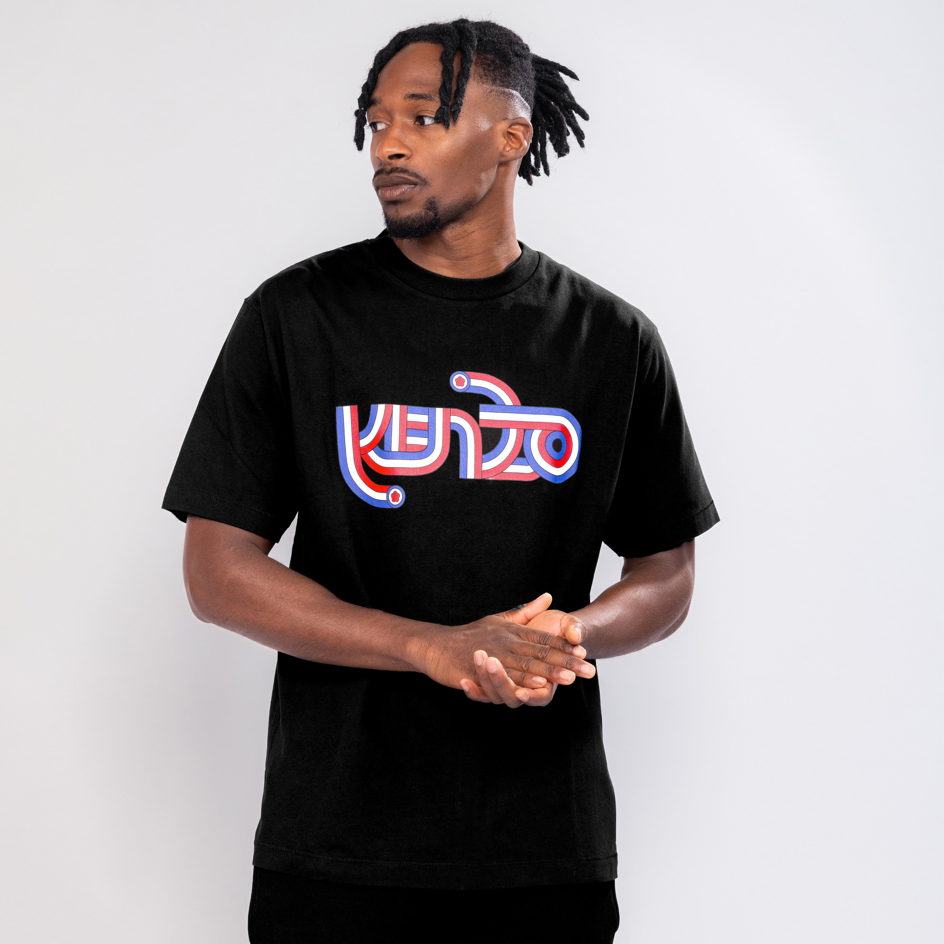 Camiseta Negra KENZO Logo Multicolor
