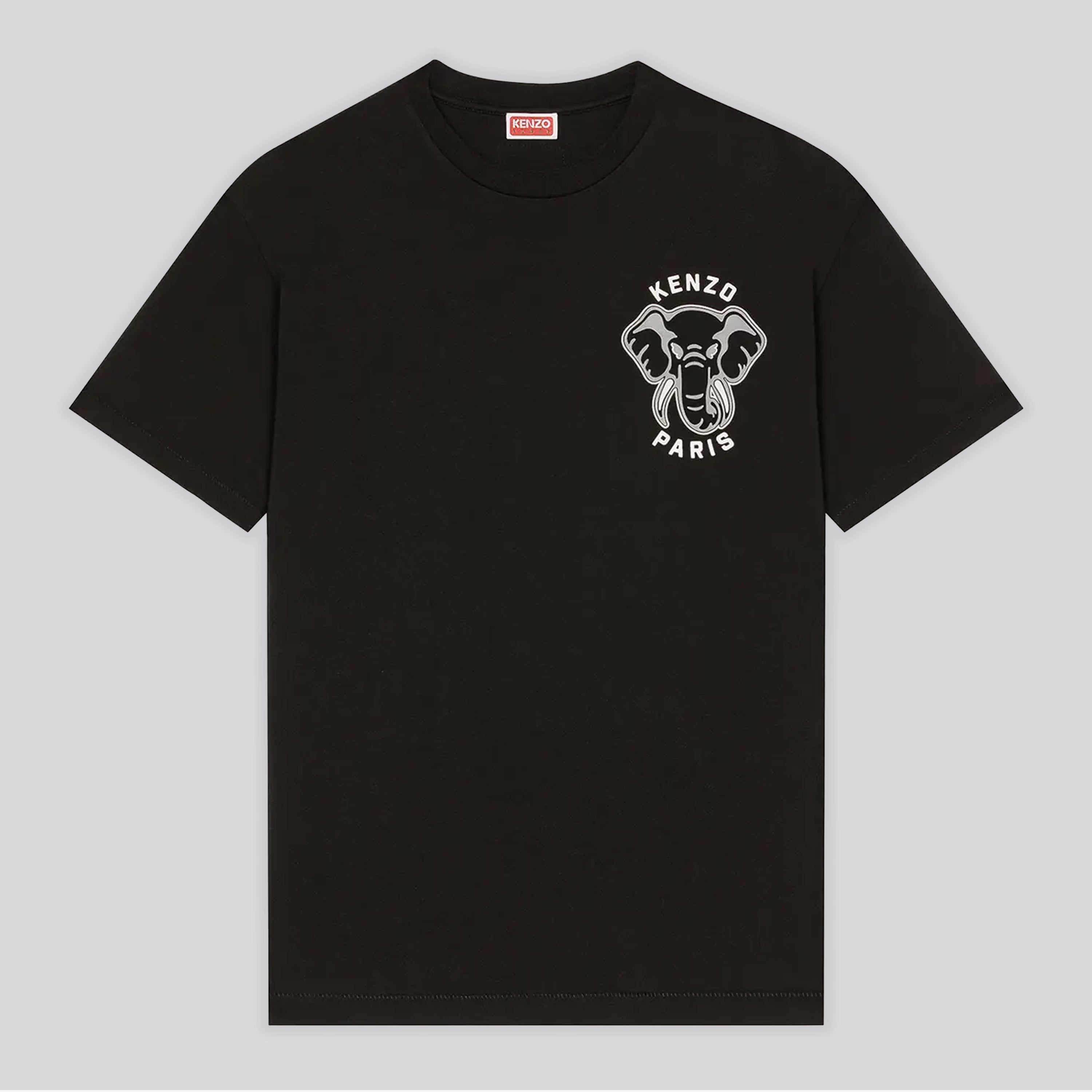 Camiseta Negra KENZO Varsity Elephant Logo