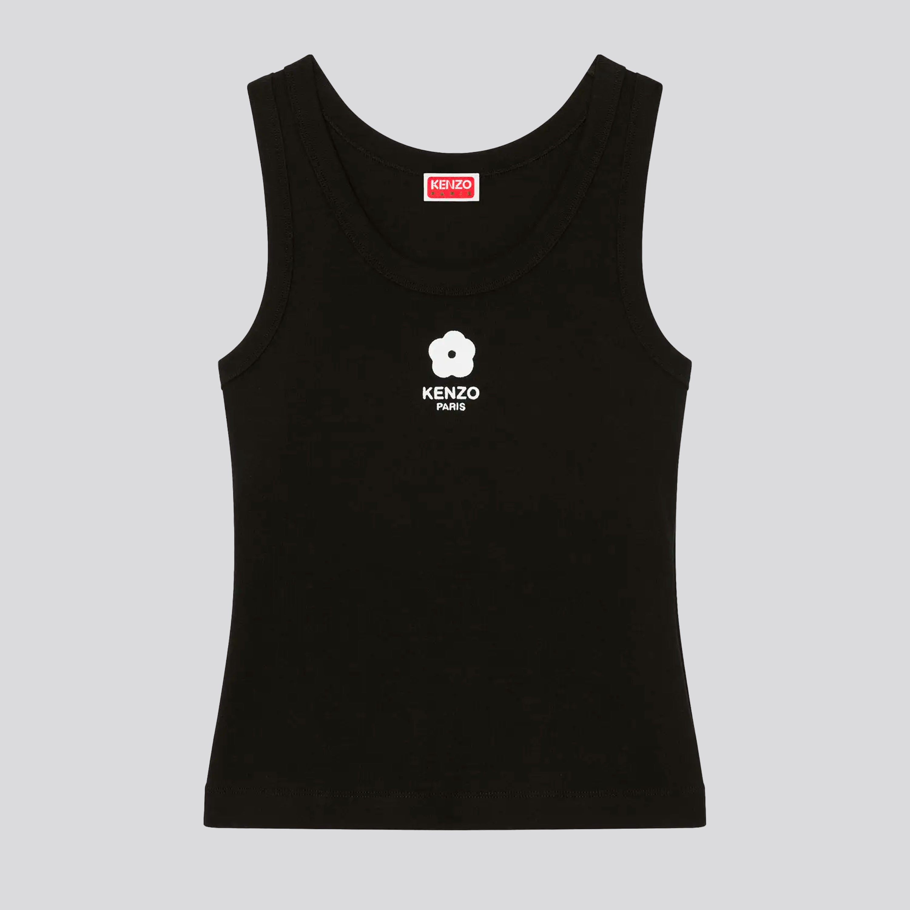 Top Negro Kenzo Logo Flower