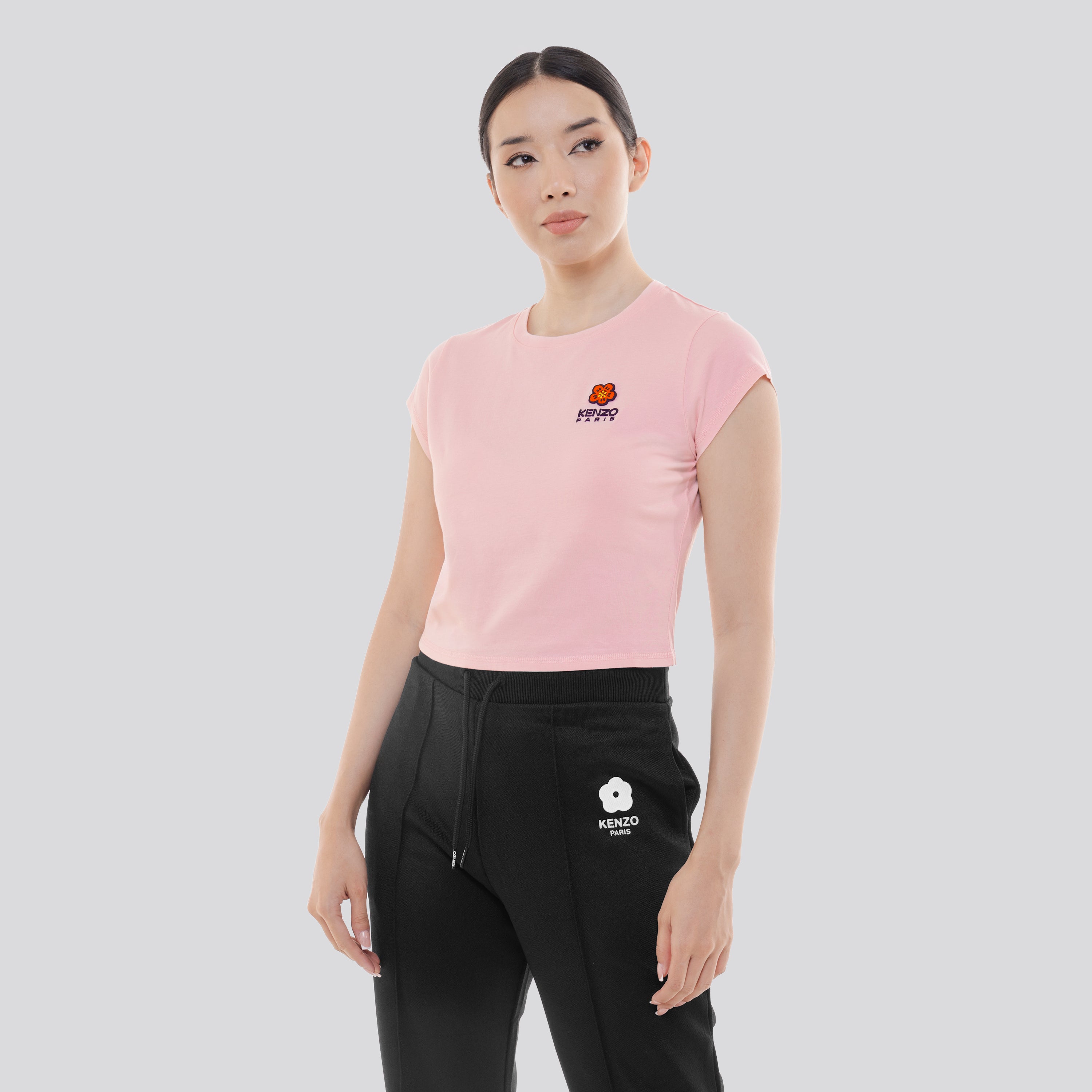 Camiseta Rosada KENZO Flower Logo Cropped