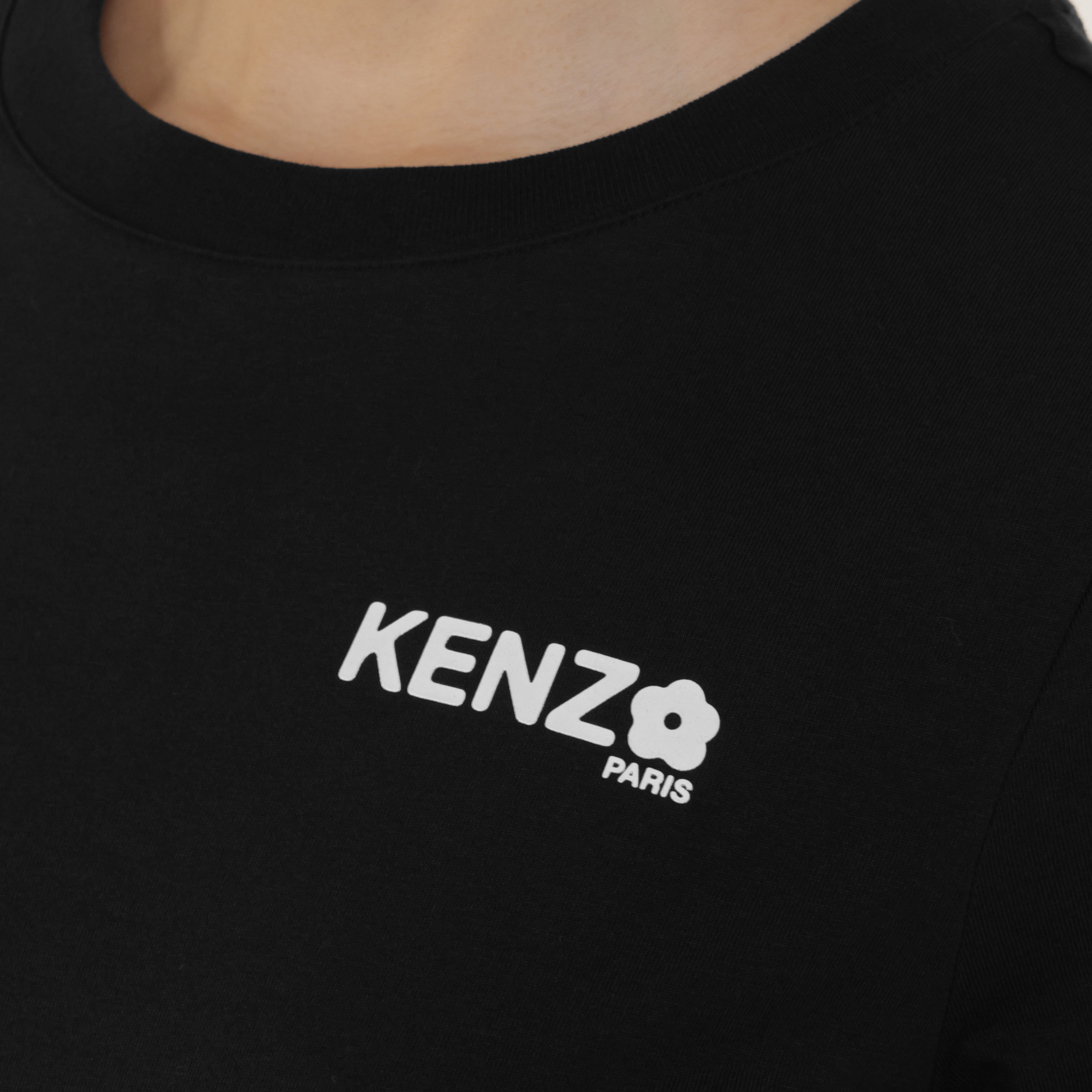 Camiseta Negra Kenzo Logo Flower