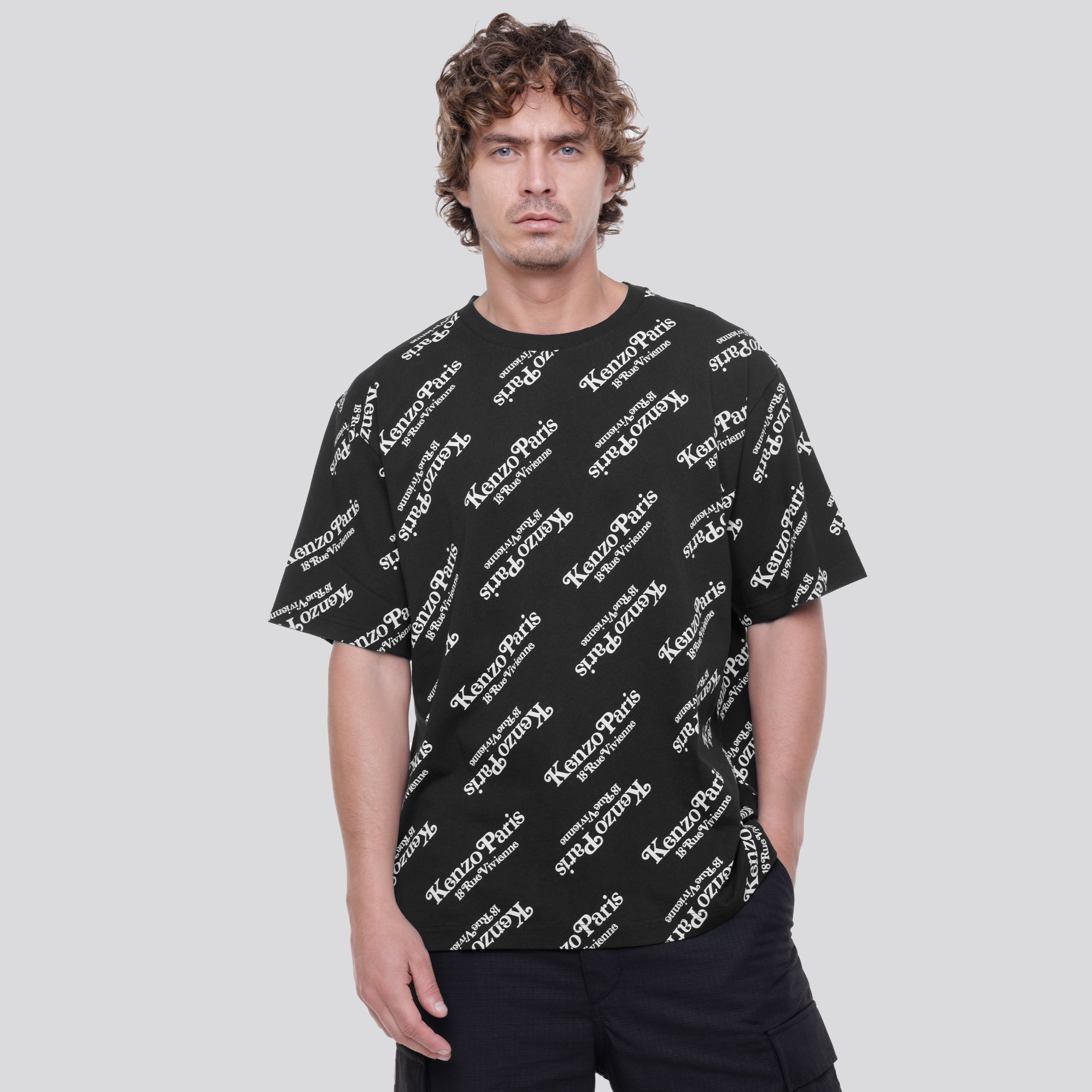 Camiseta Negra KENZO Paris Multilogo