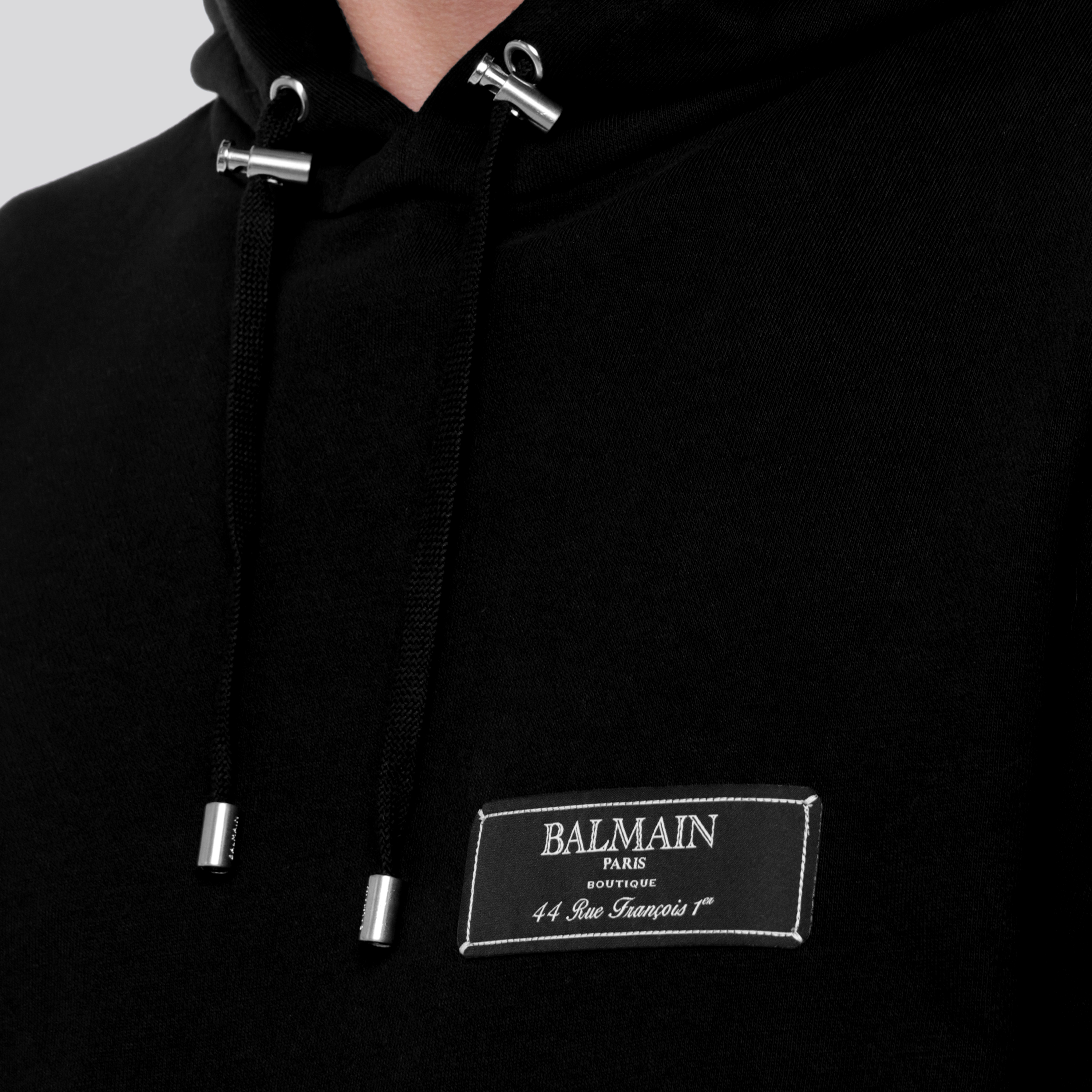 Buzo Tipo Hoodie Negro Balmain Tag