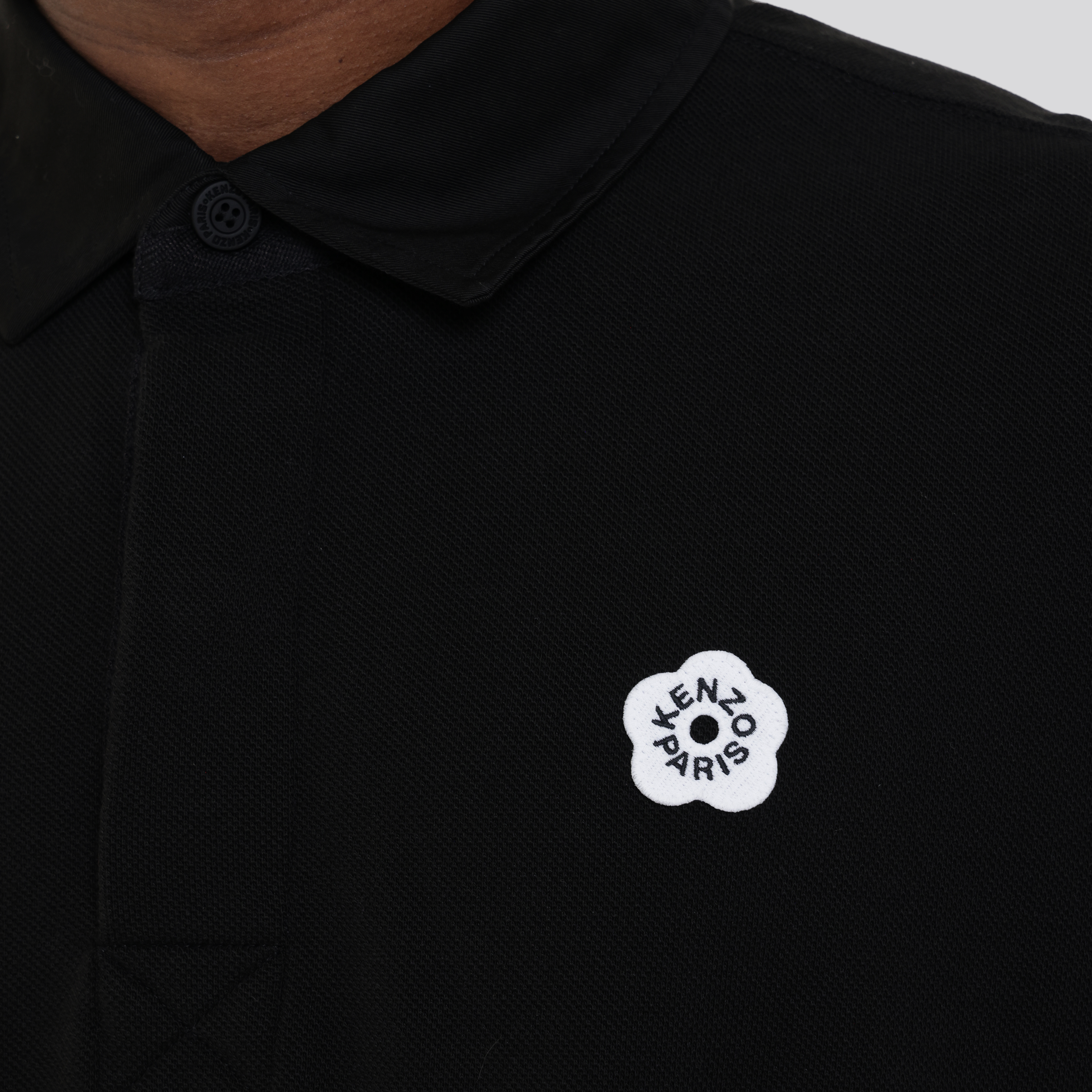 Camiseta Tipo Polo Negra Kenzo Flower