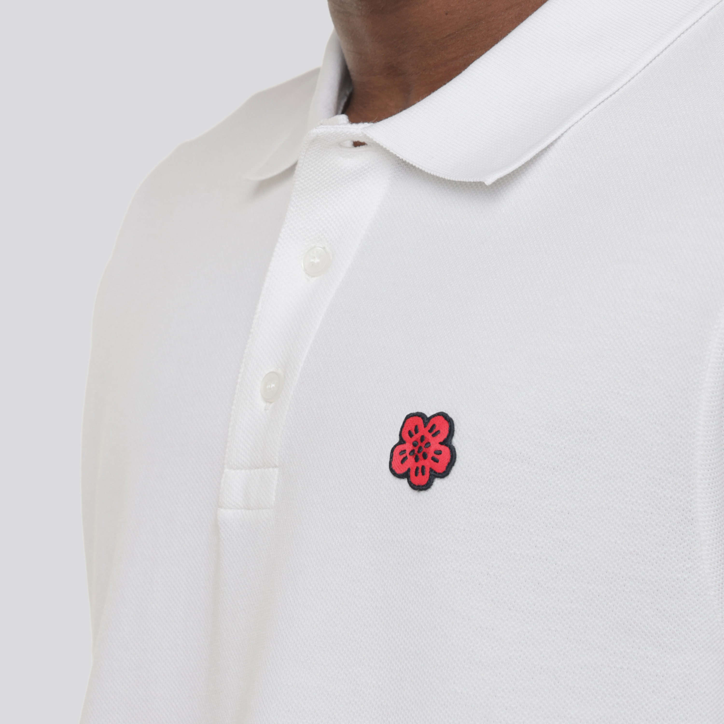 Camiseta Tipo Polo Blanca Kenzo Flower Gots Boke
