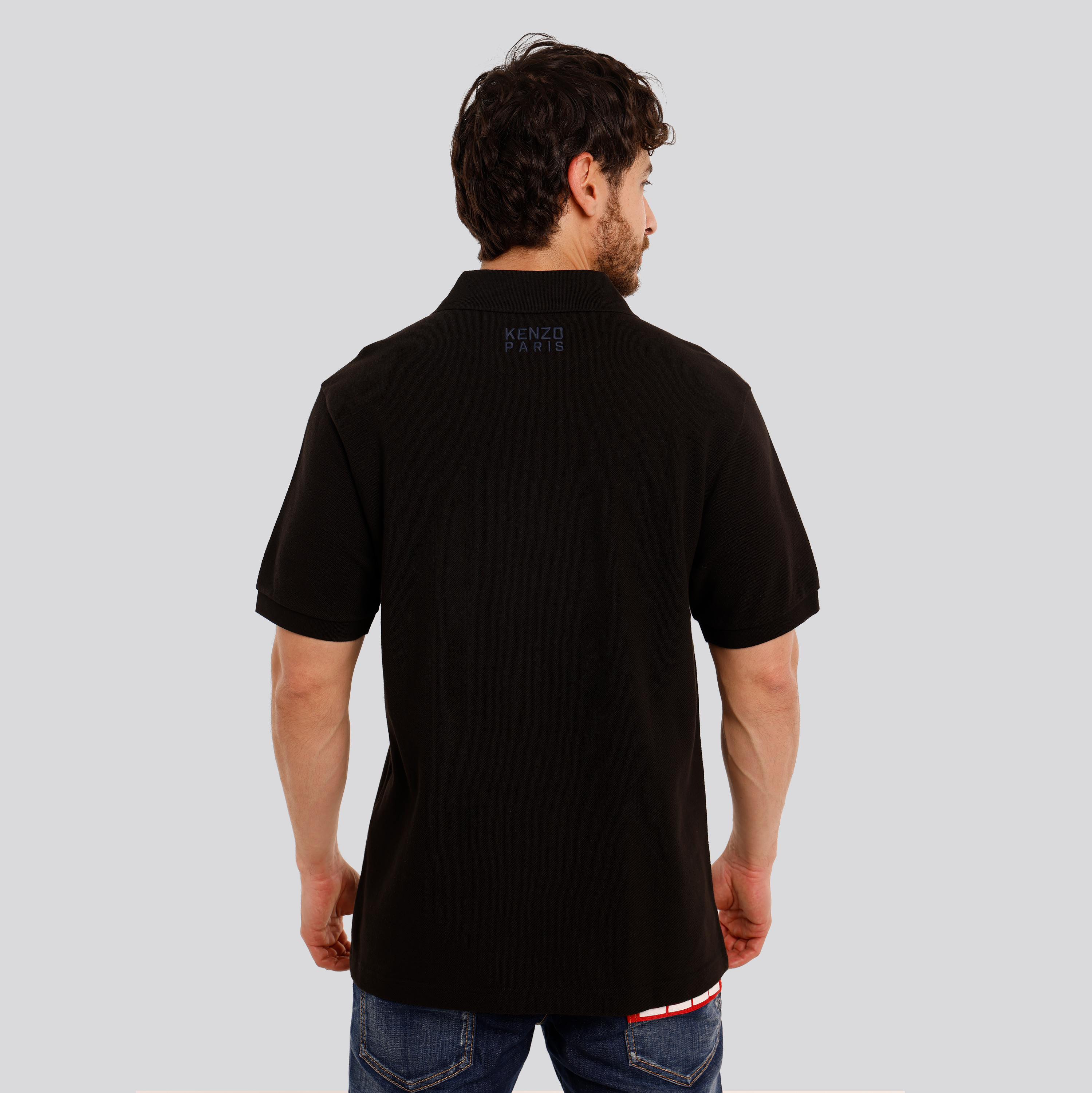 Camiseta Tipo Polo Negra KENZO Happy Tiger Embroidered