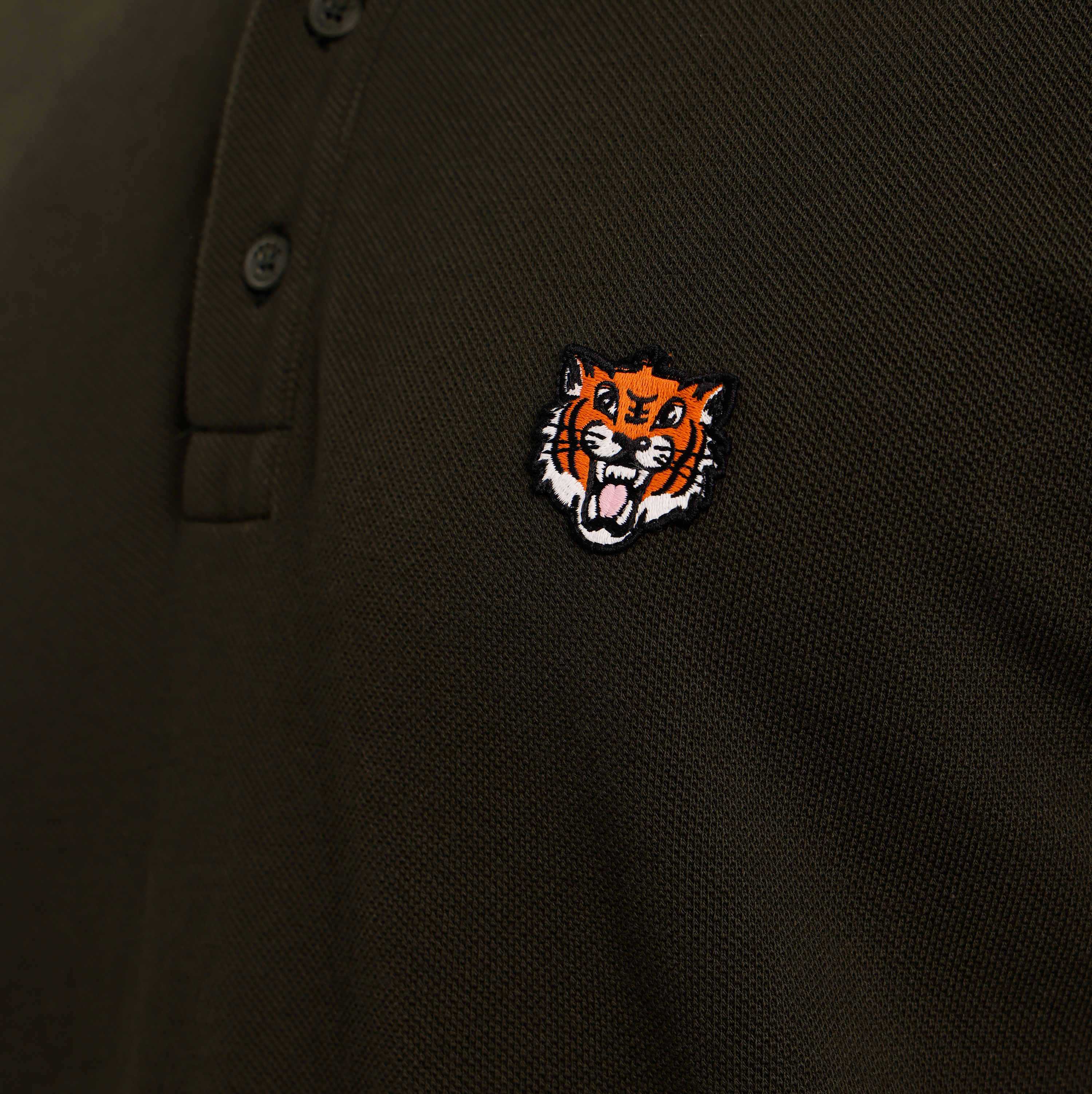 Camiseta Tipo Polo Verde KENZO Happy Tiger Embroidered