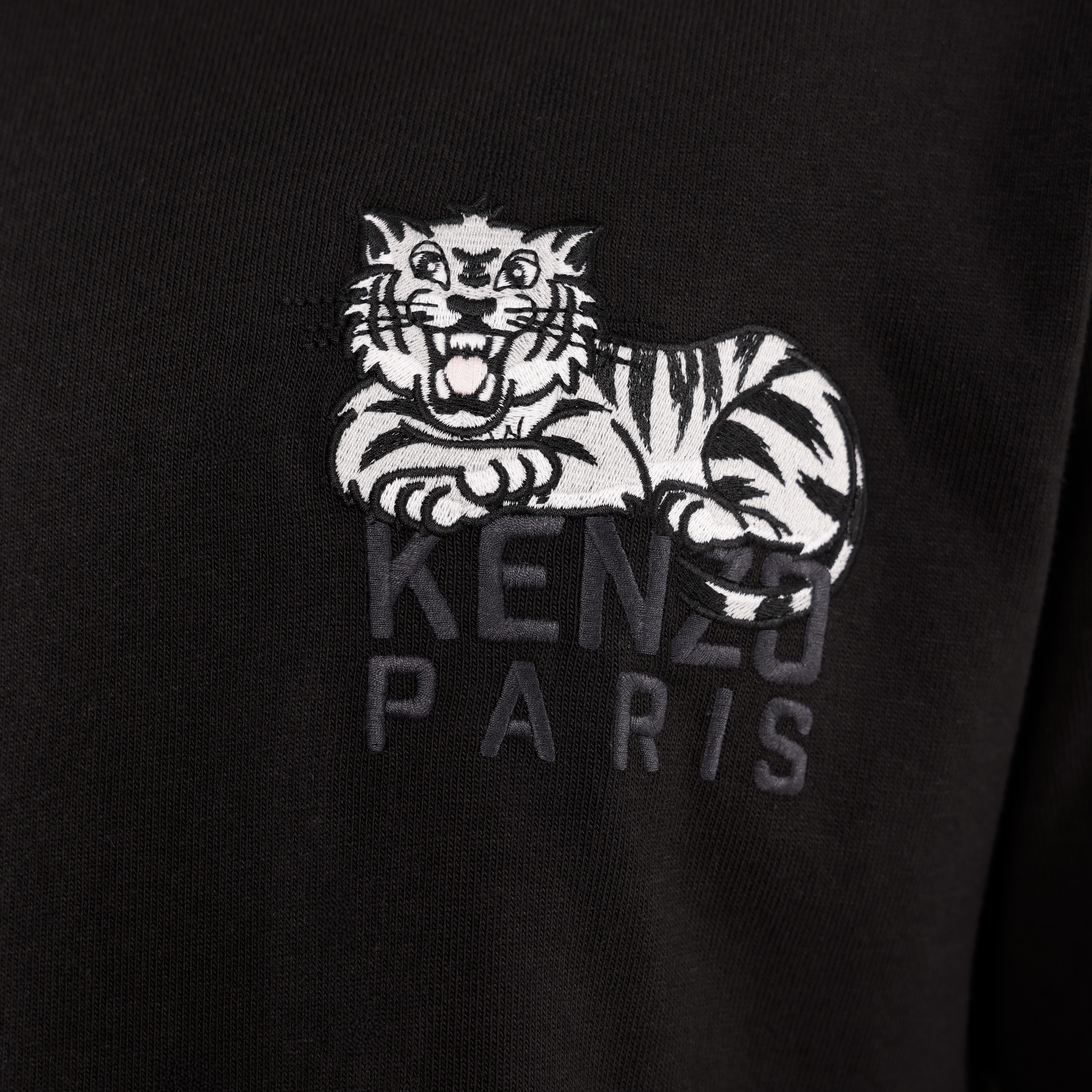 Camiseta Negra KENZO Big Happy Tiger Embroidered