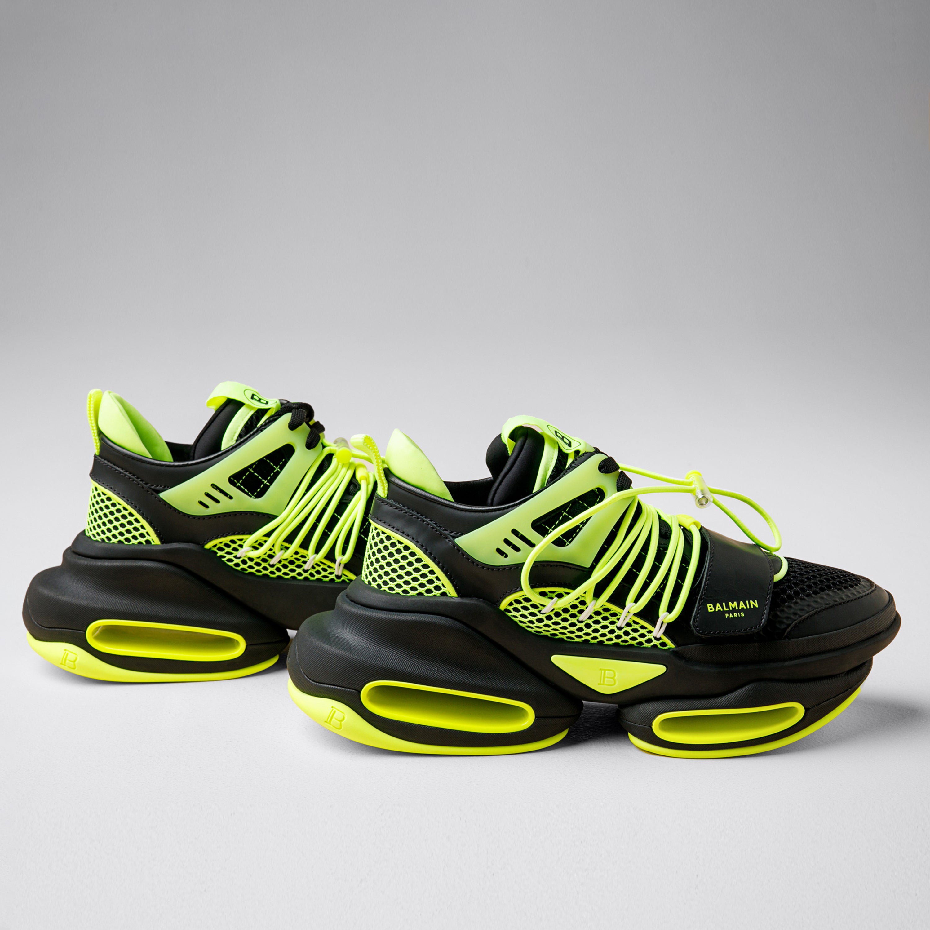 Sneakers Negro Verde Balmain "B-Bold" Multilaces