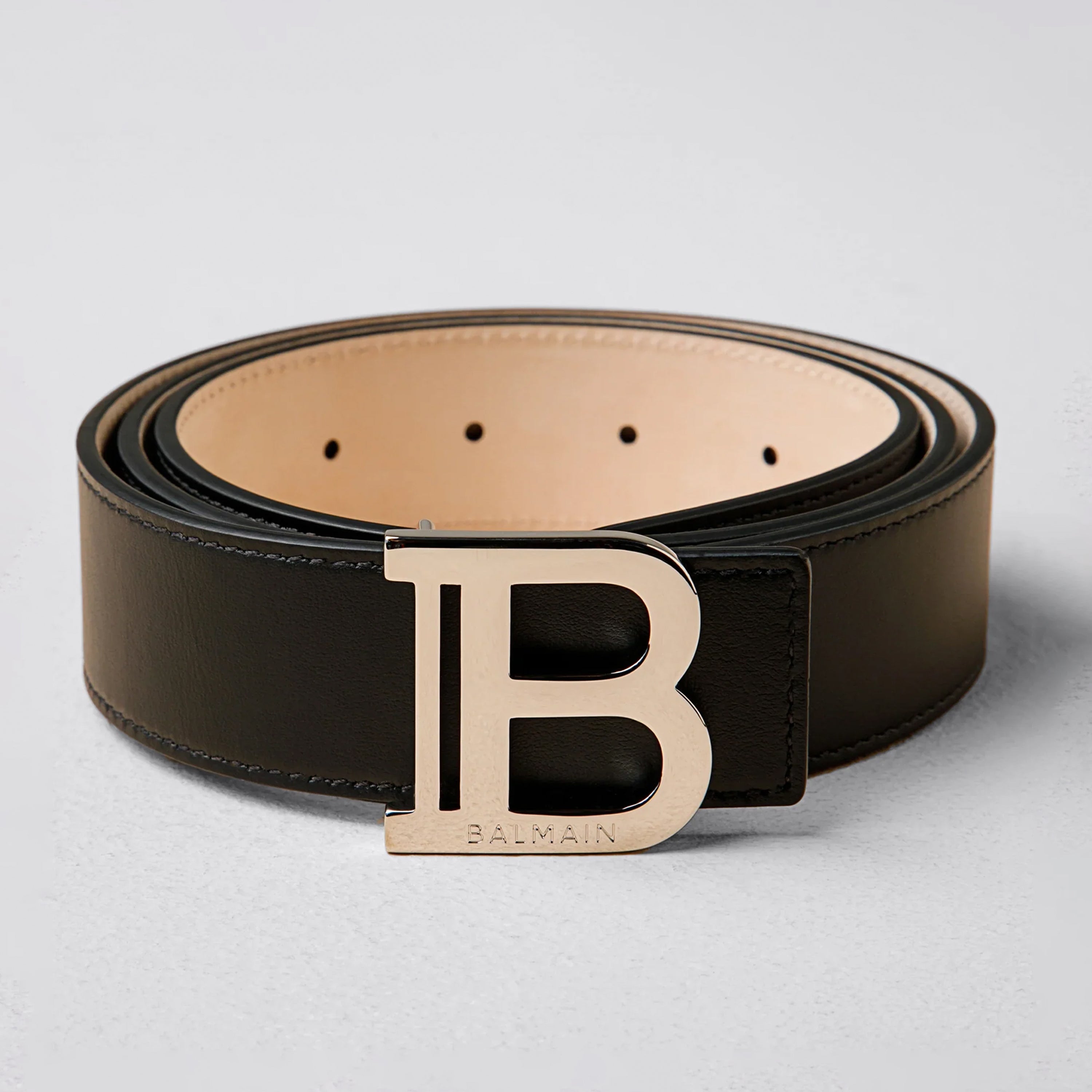 Cinturón Negro Plata Balmain B Logo