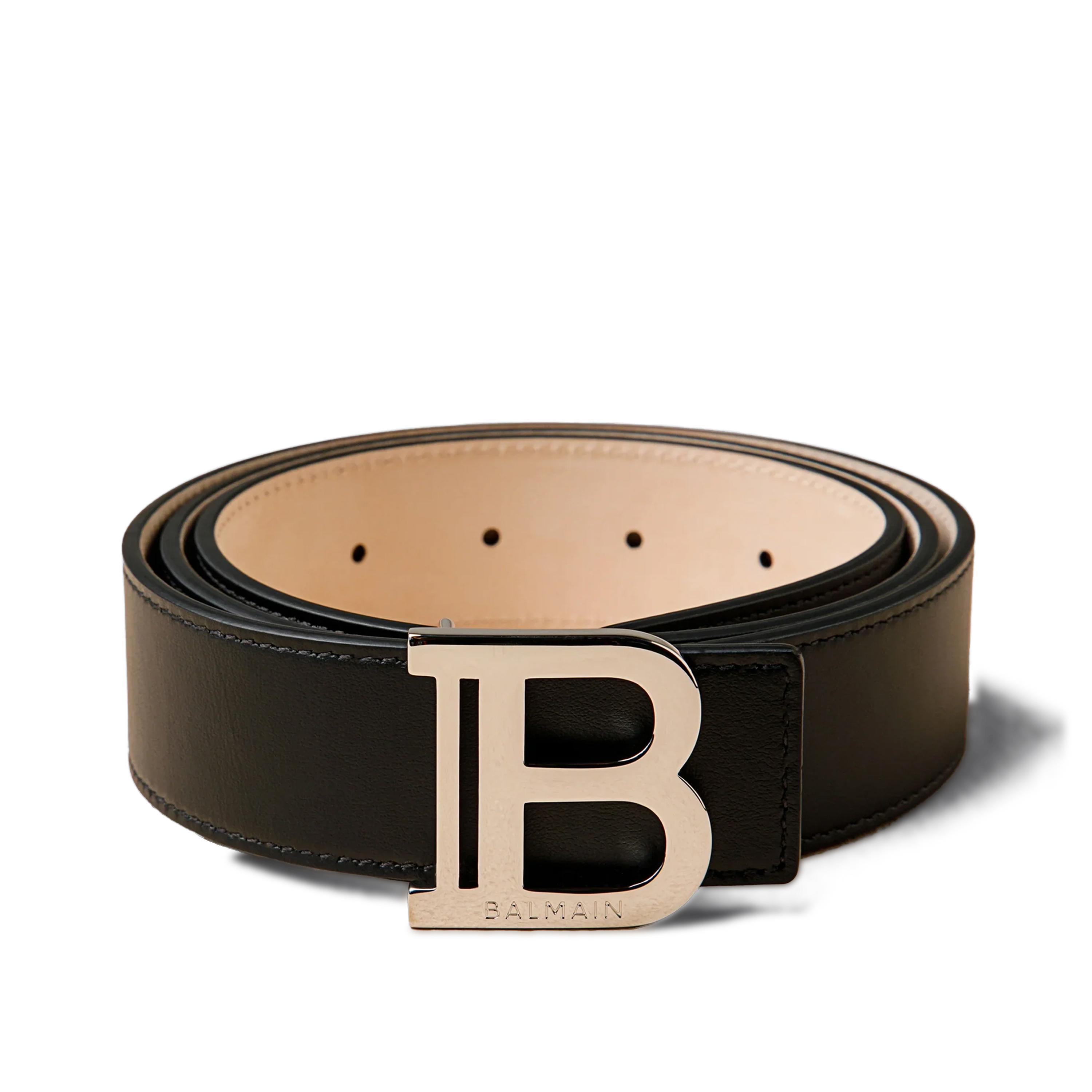 Cinturón Negro Plata Balmain B Logo