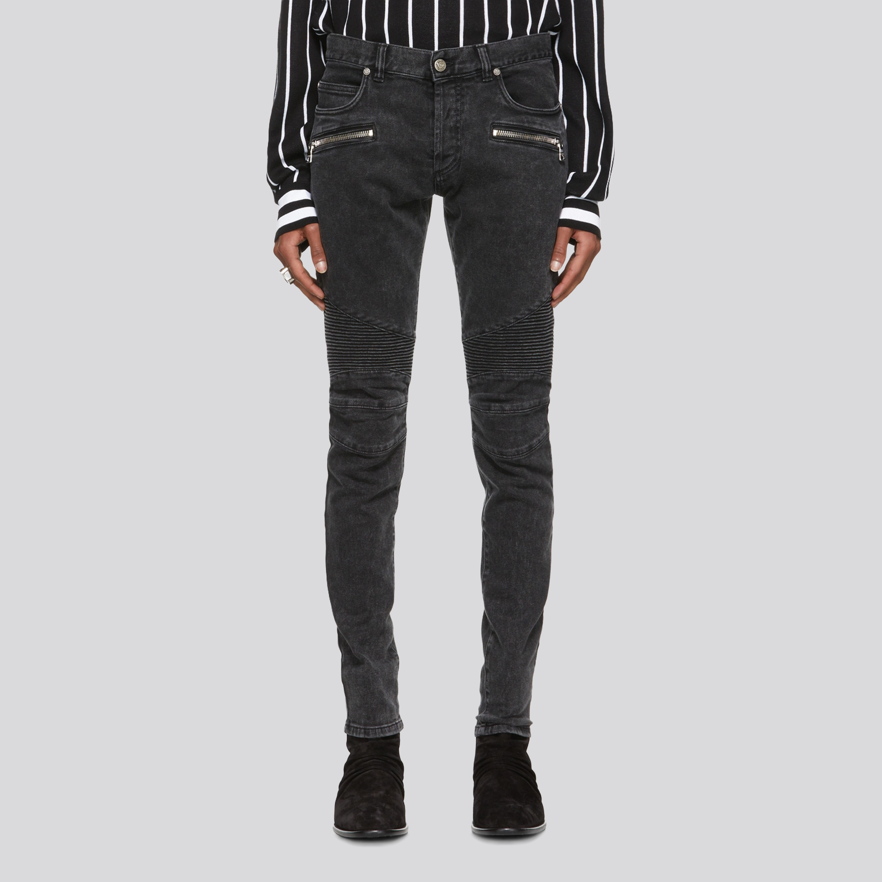 Jeans Negro Balmain Zippers