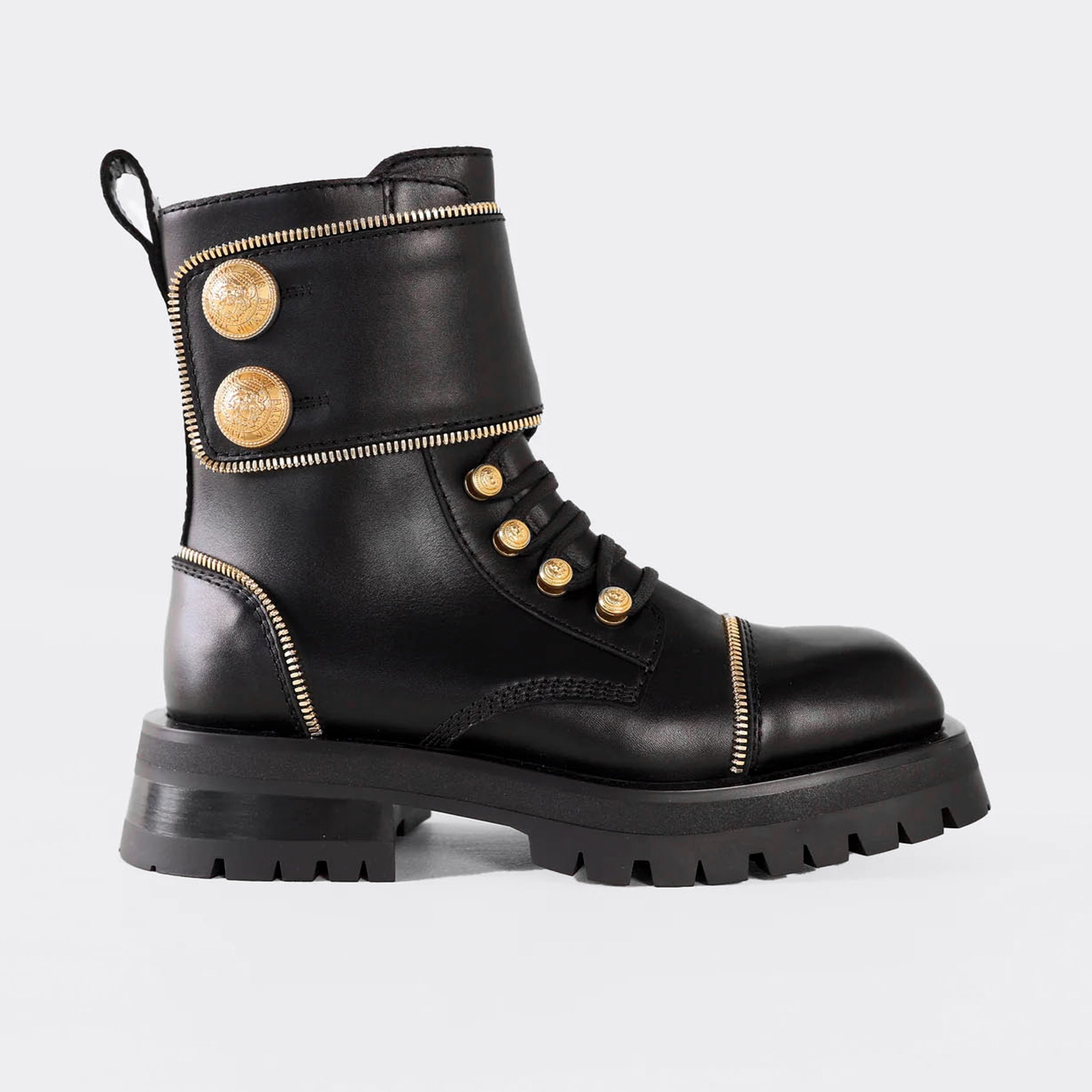 Botas Negras Balmain Studded Square-Toe